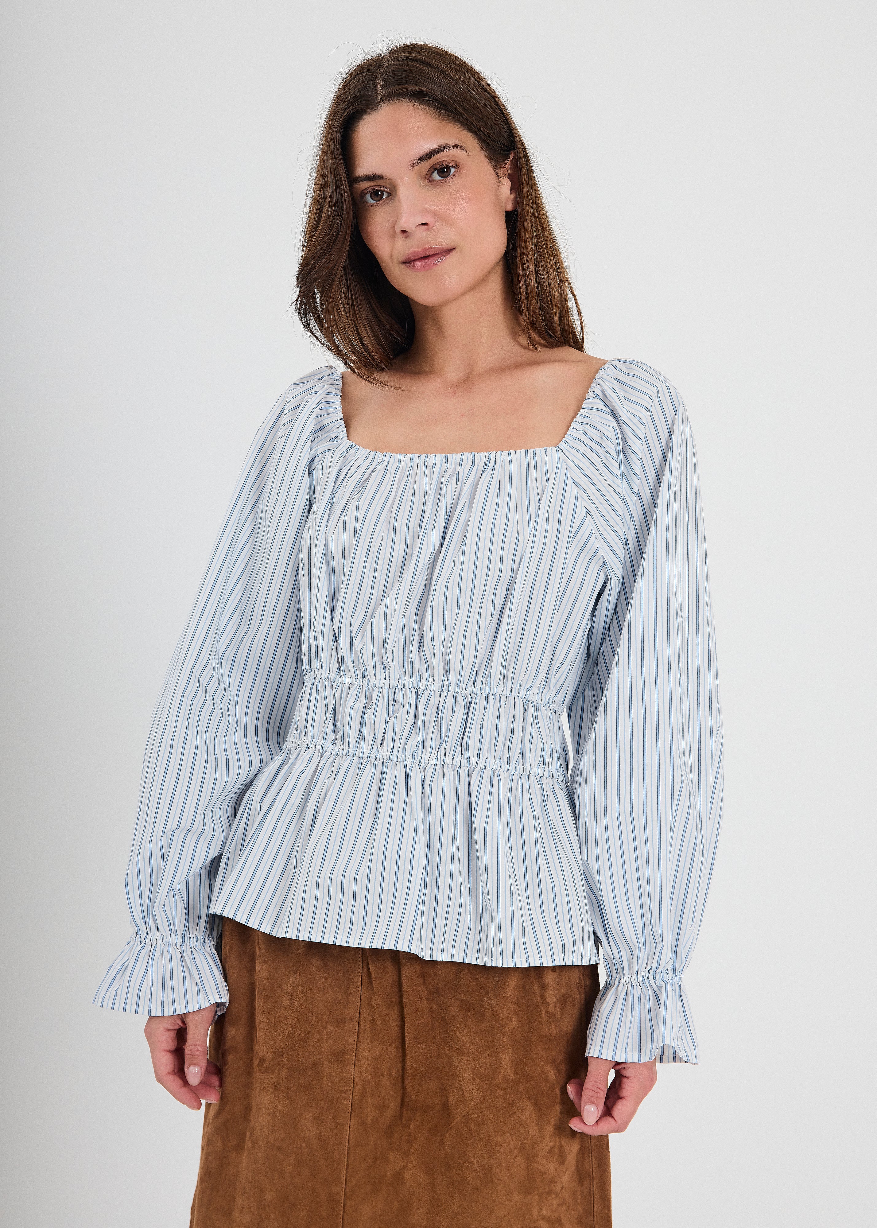 NORR Alva top Tops Light blue stripe