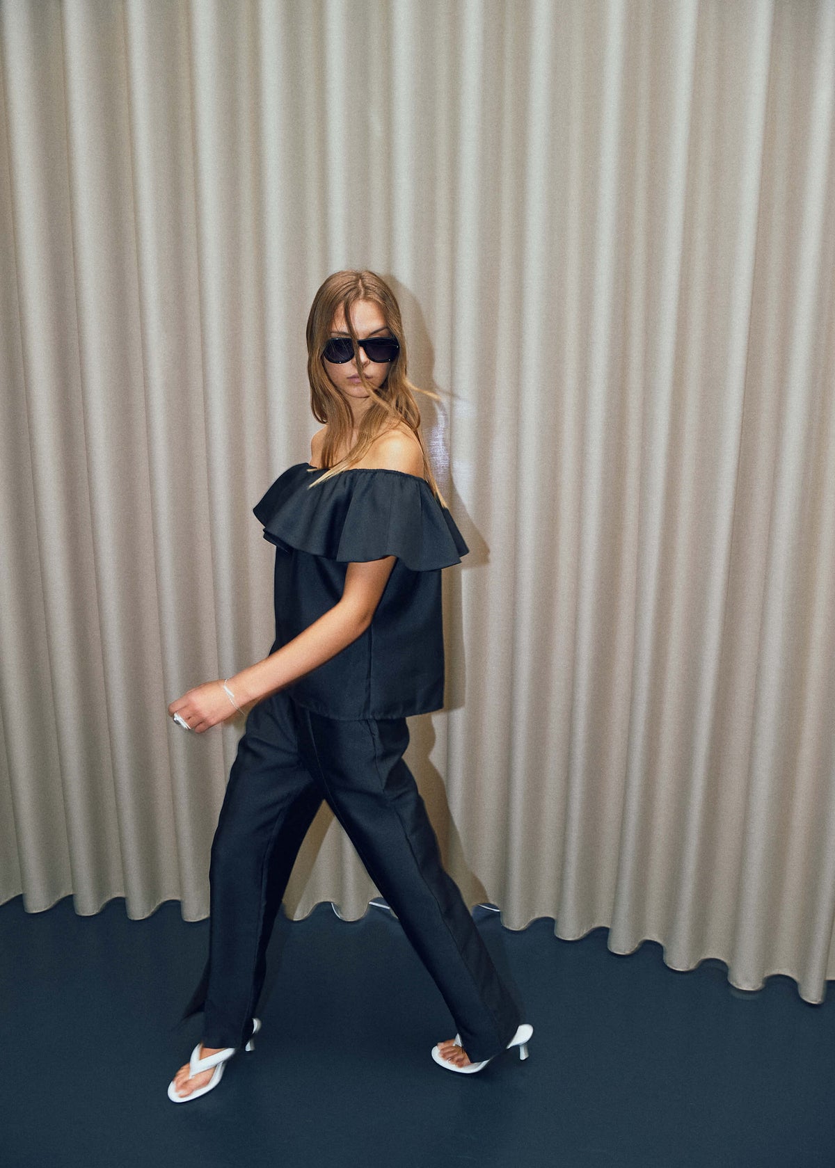 NORR Ana off shoulder top Tops Black