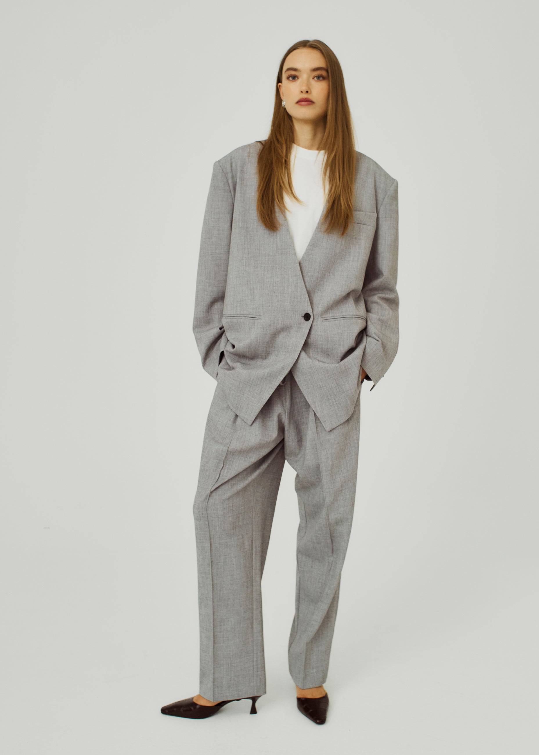 NORR Cano casual pants Pants Grey melange