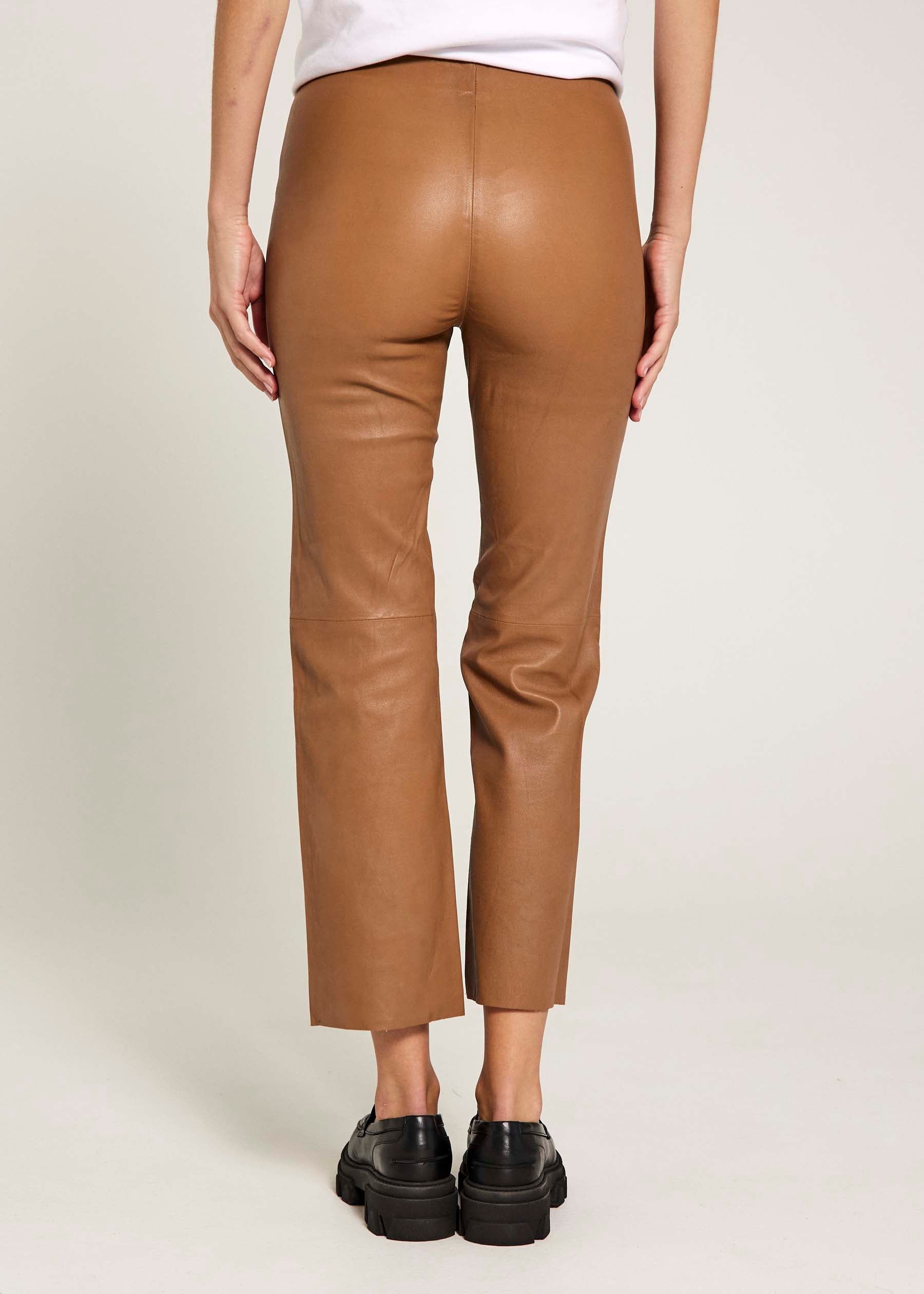 NORR Celia stretch leather pants Pants Cognac