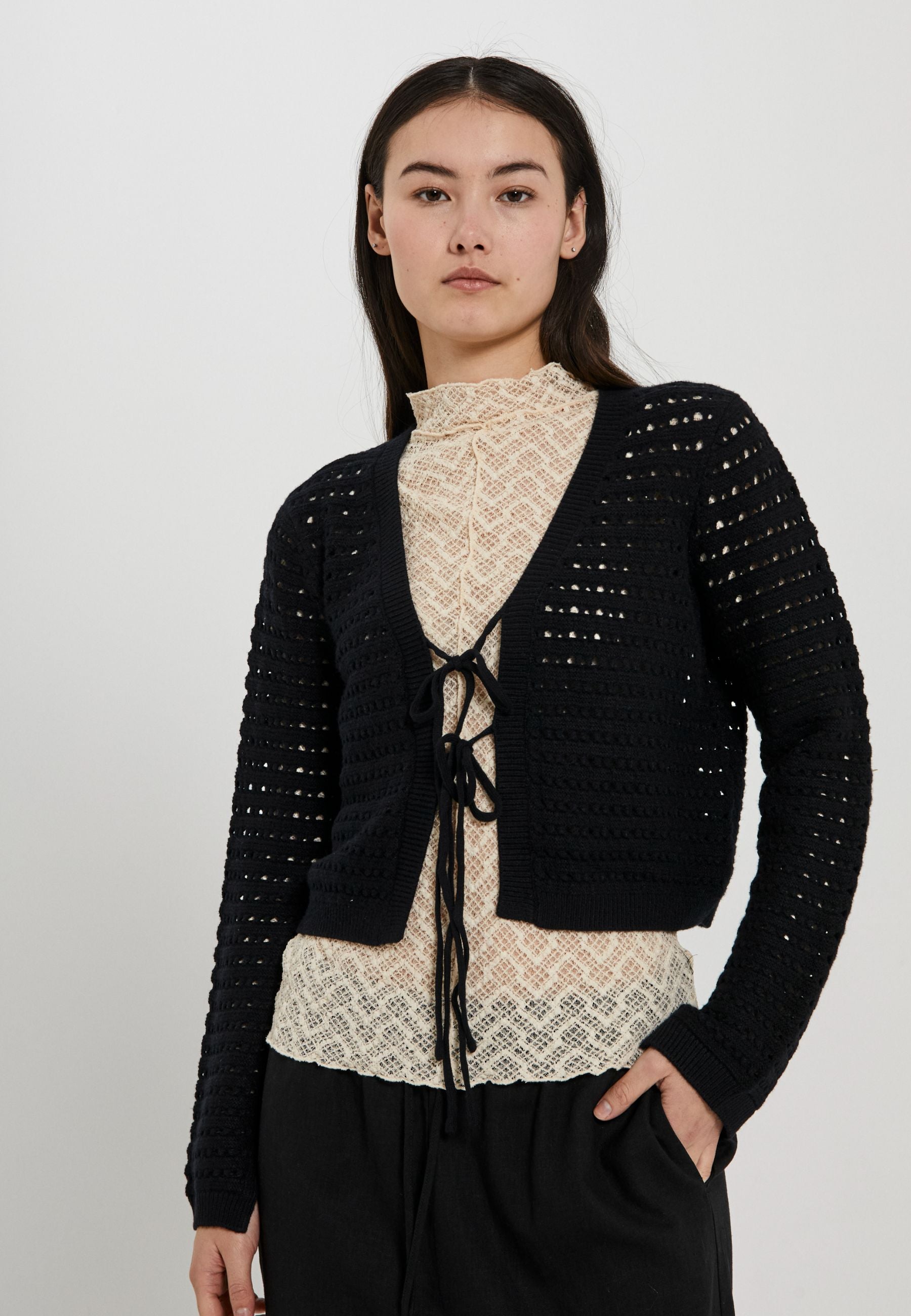 NORR Crome knit cardigan Knits Black