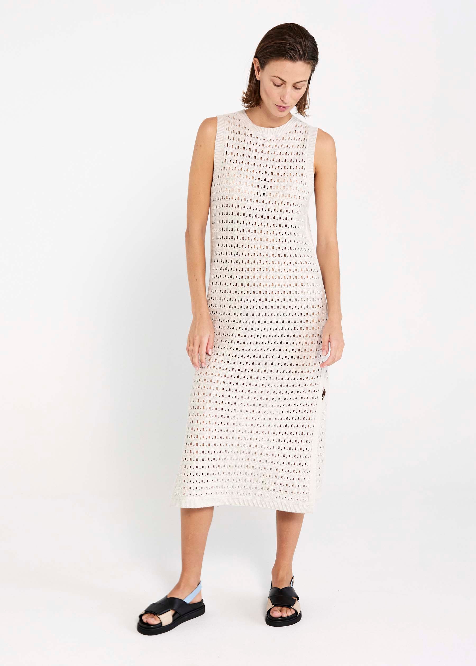 Structured knit dress OFF WHITE