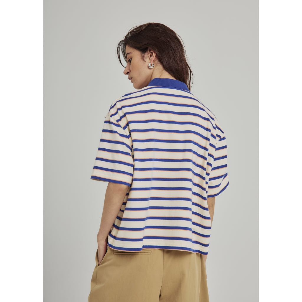 NORR Dagma SS polo T-shirts Ivory/blue