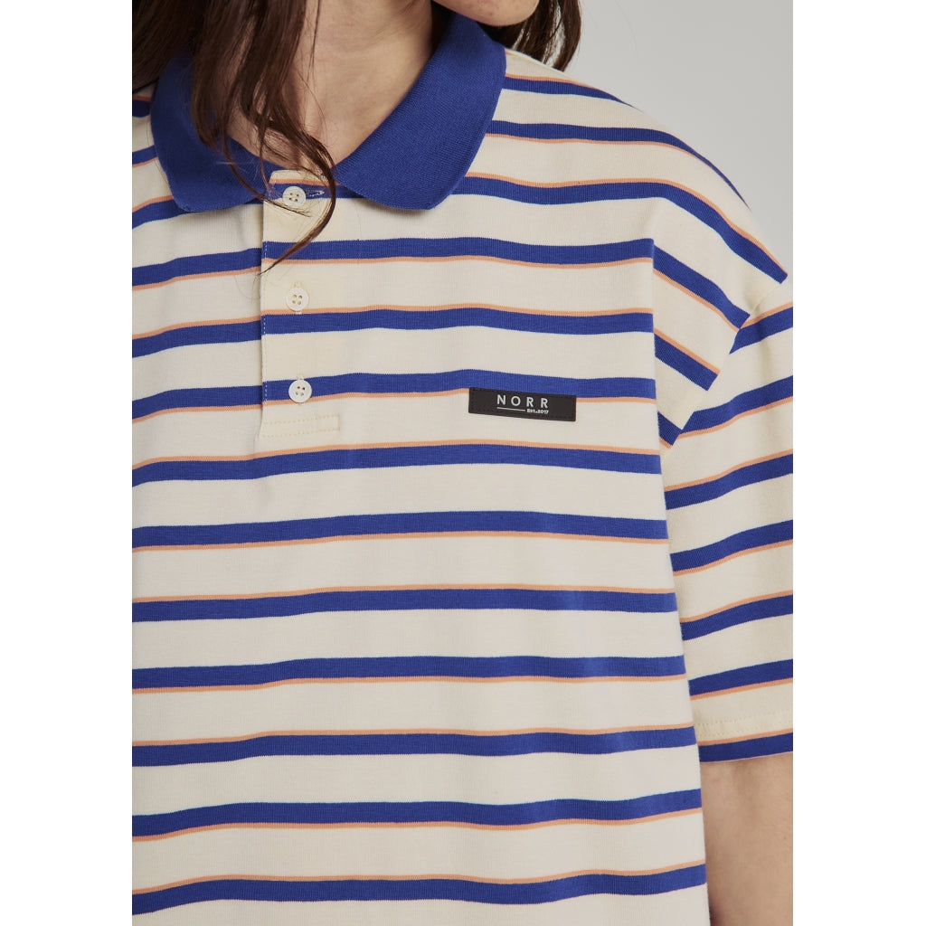 NORR Dagma SS polo T-shirts Ivory/blue