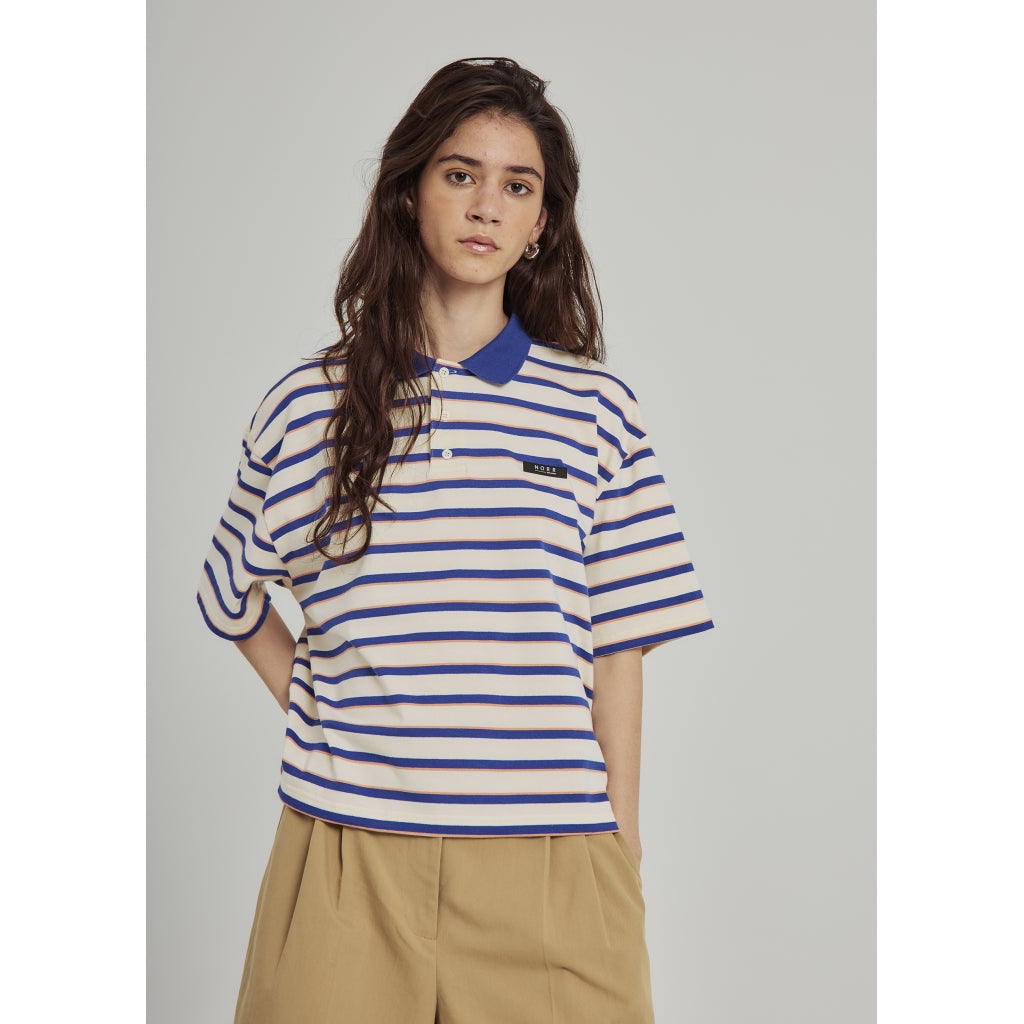 NORR Dagma SS polo T-shirts Ivory/blue