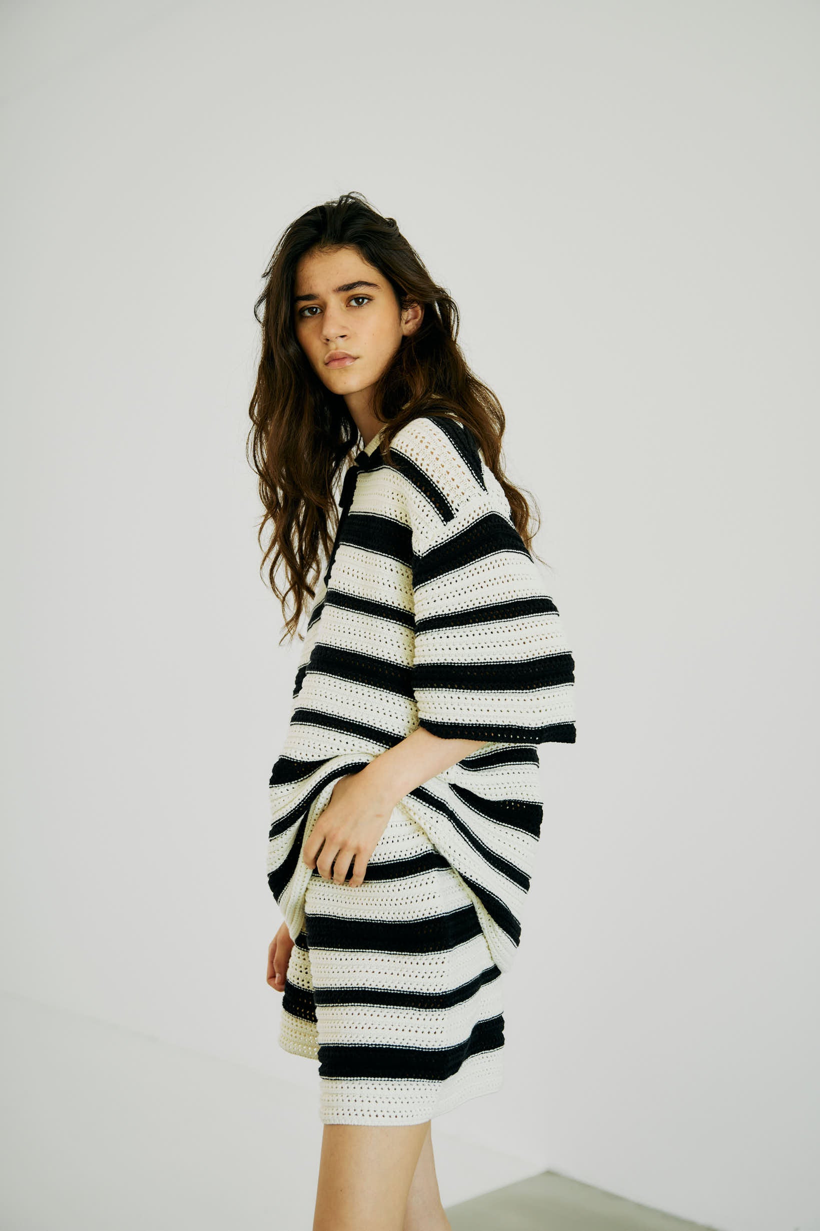 NORR Edith knit shorts Shorts Off-white w. black detail