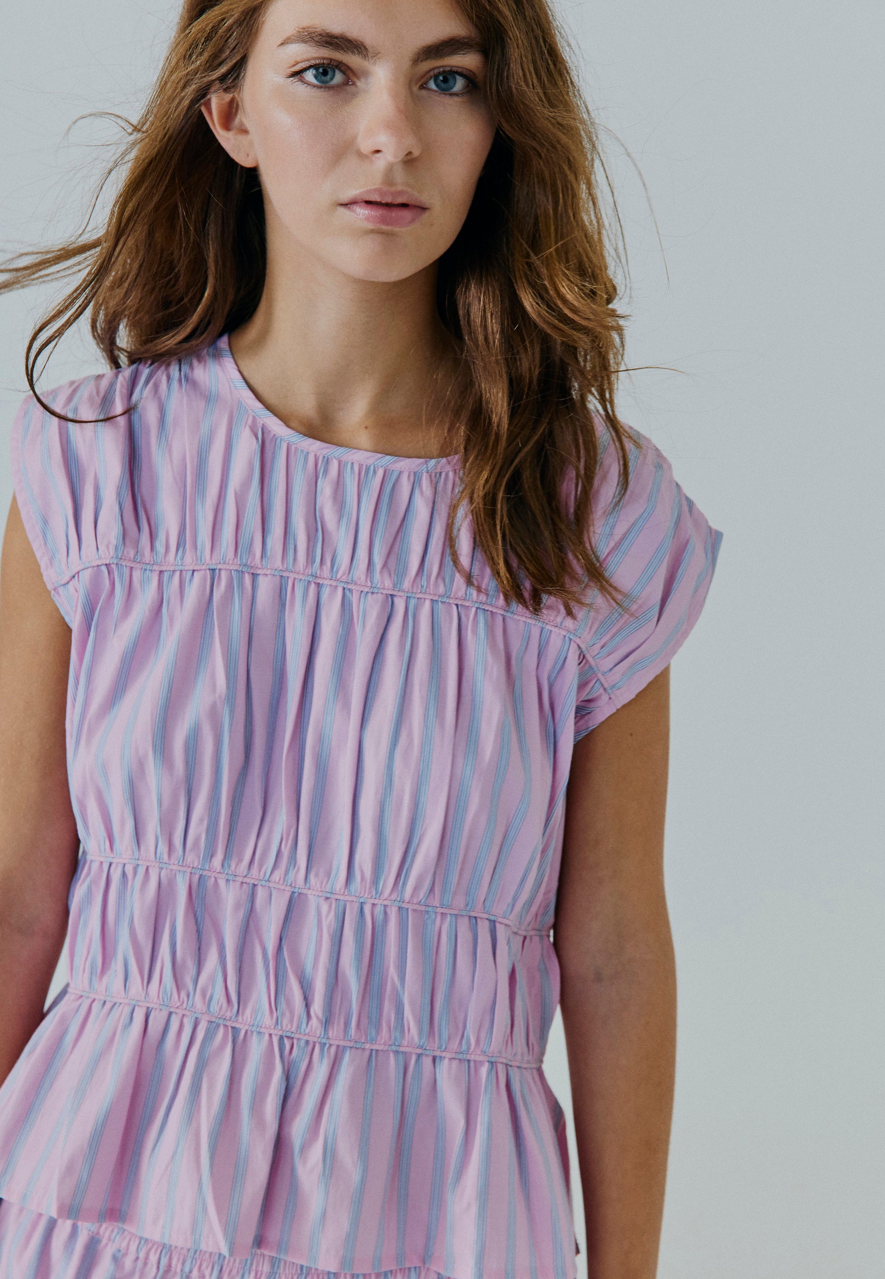 NORR Emily SL top Tops Blue/pink stripe