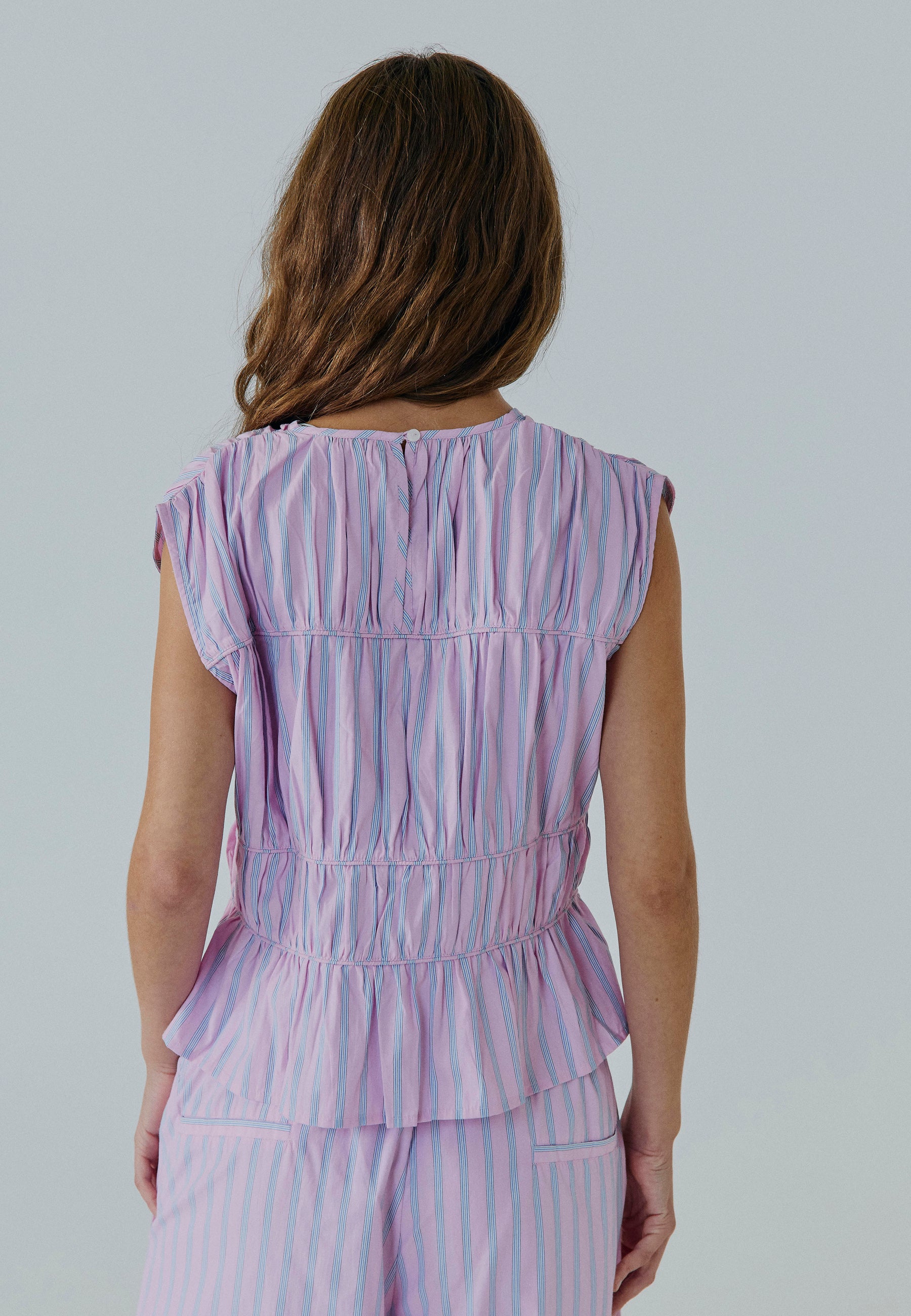 NORR Emily SL top Tops Blue/pink stripe