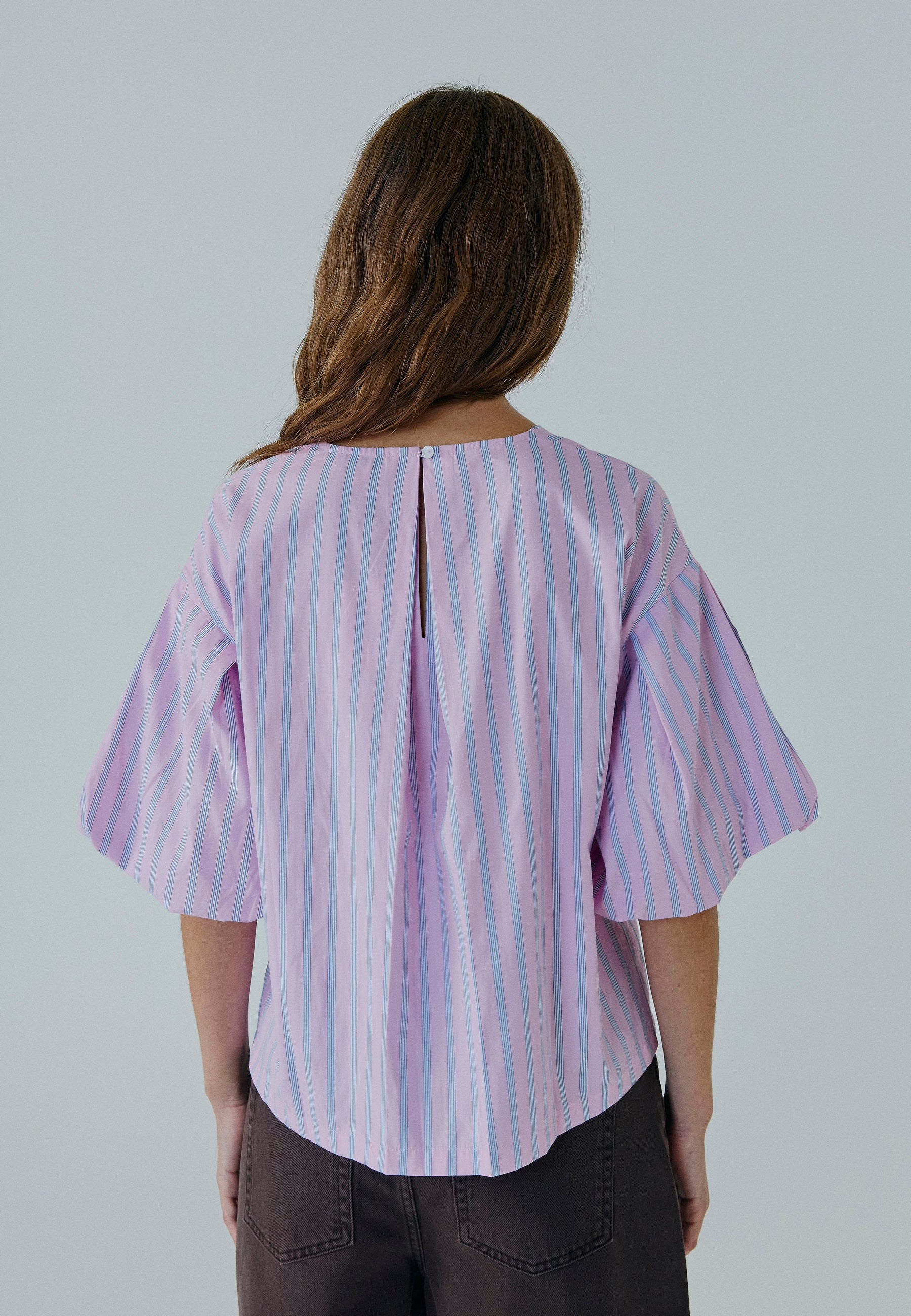 NORR Emily SS top Tops Blue/pink stripe