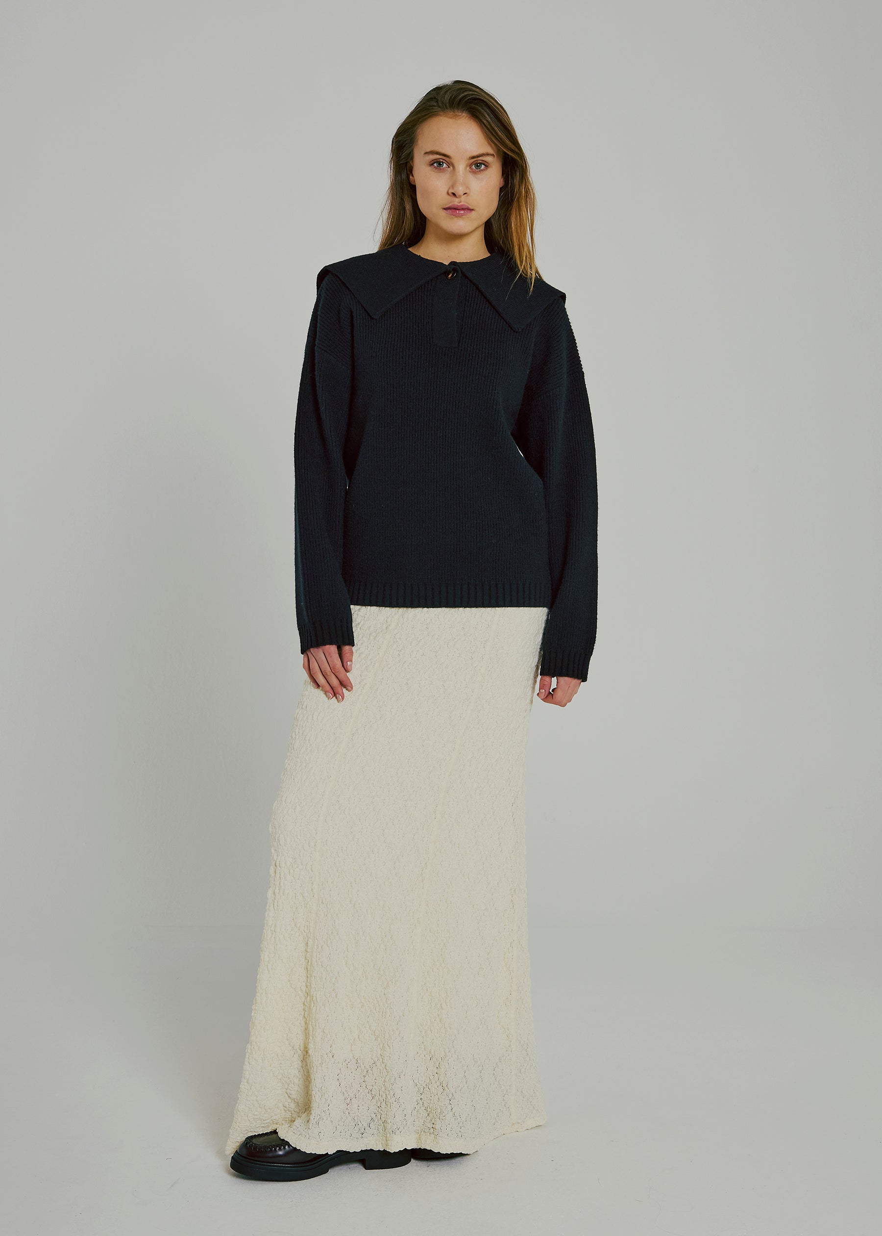 NORR Fea sailor knit top Knits Black