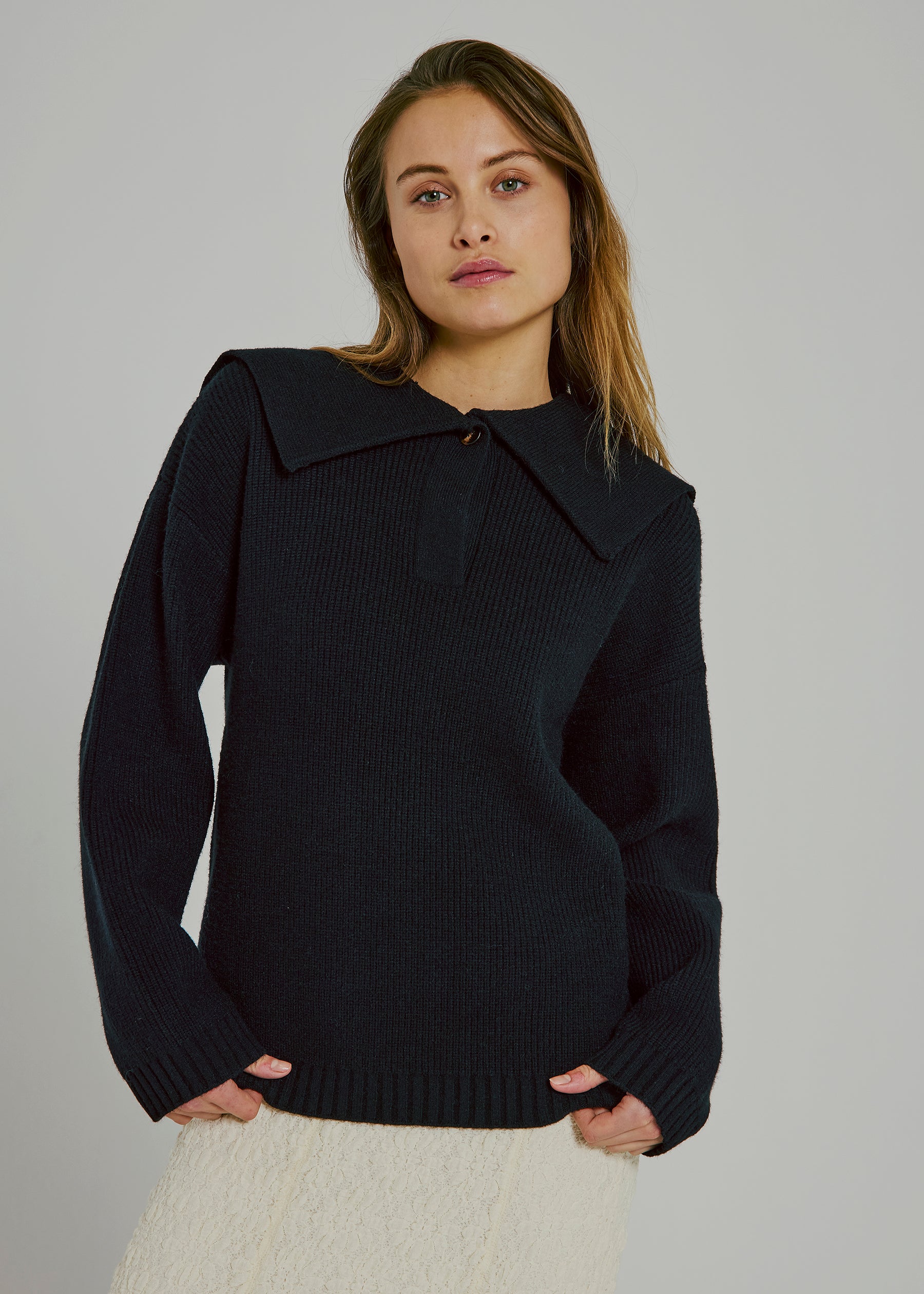 NORR Fea sailor knit top Knits Black