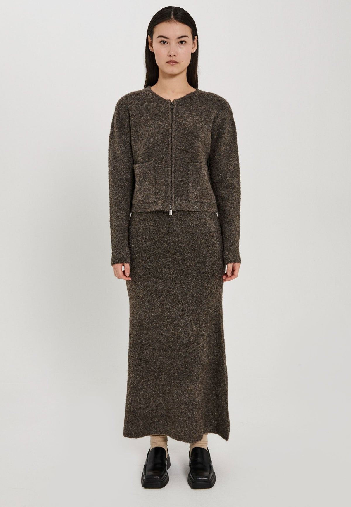 NORR Filine knit skirt Knits Dark Brown
