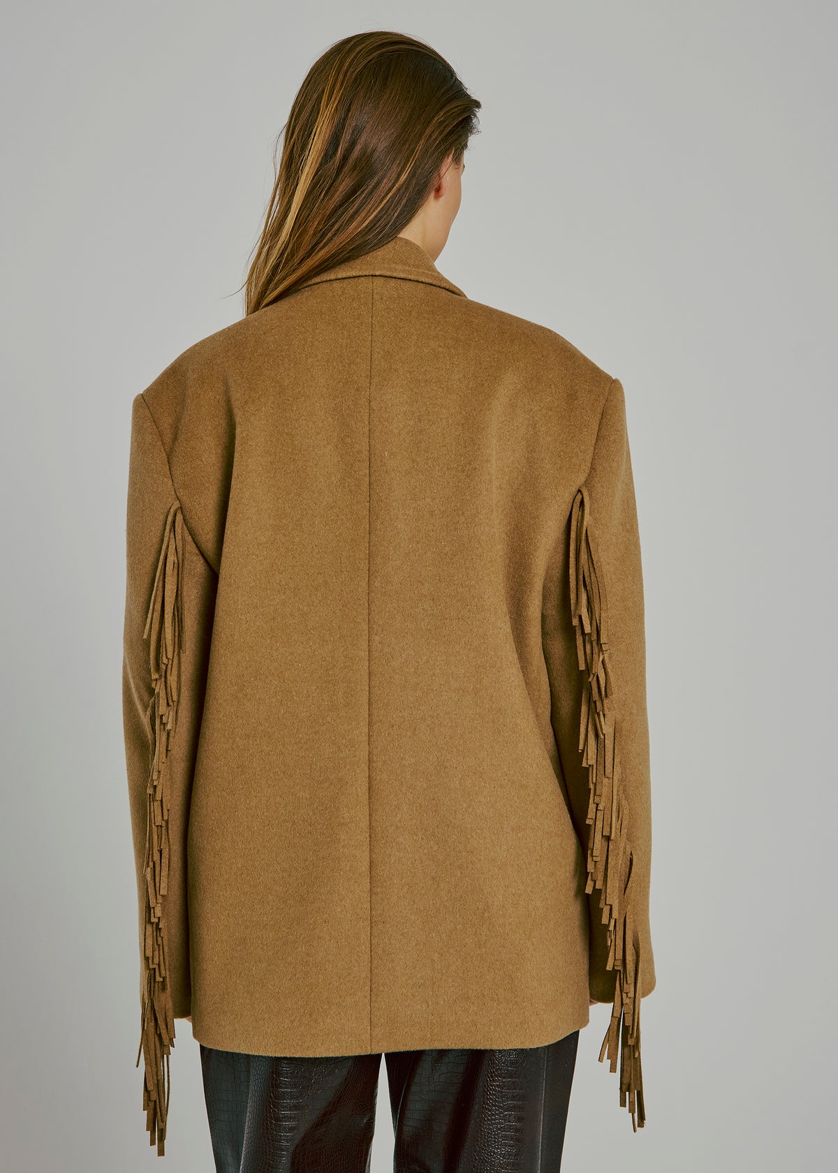 NORR Fringe wool blazer Jackets Camel
