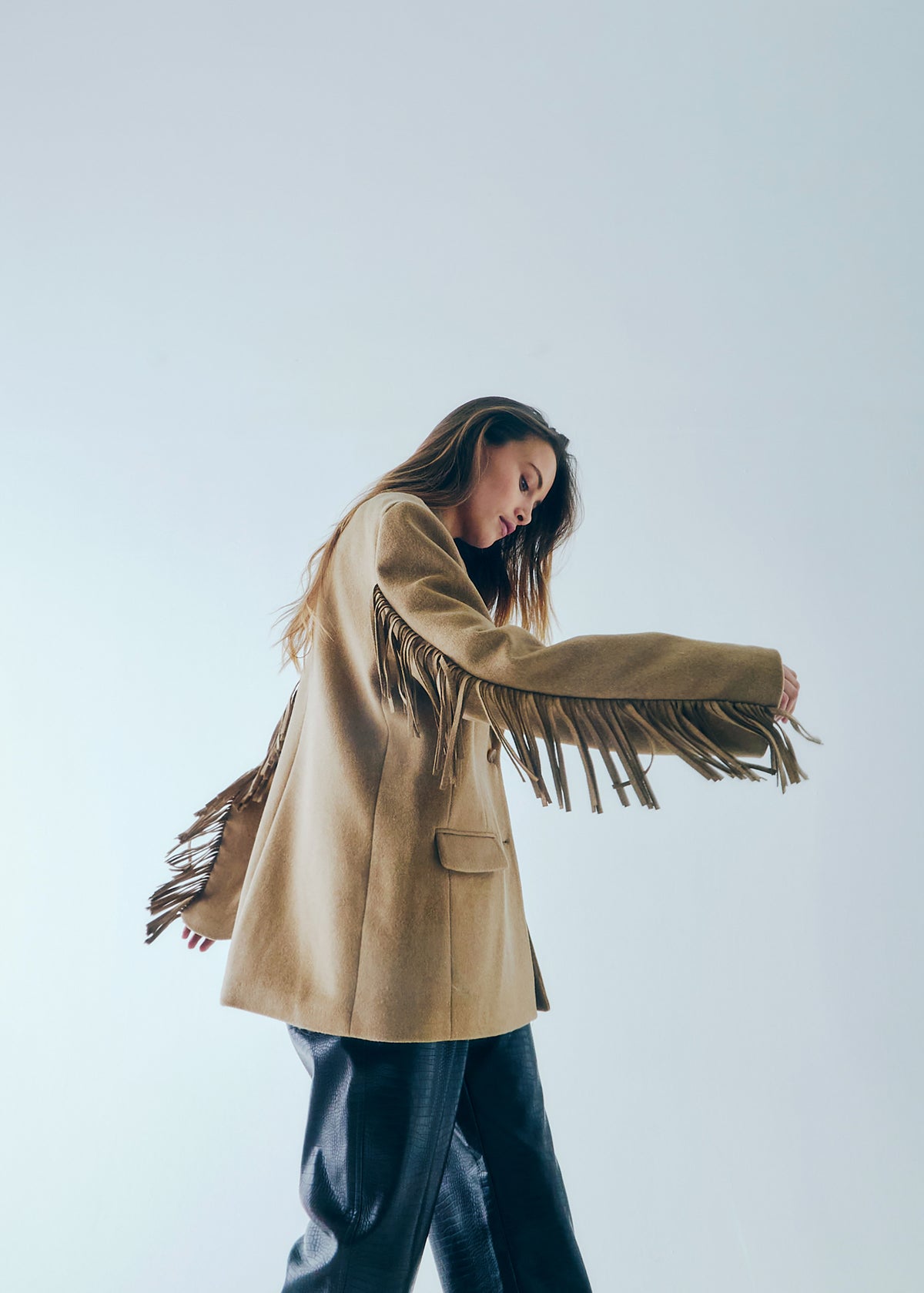 NORR Fringe wool blazer Jackets Camel