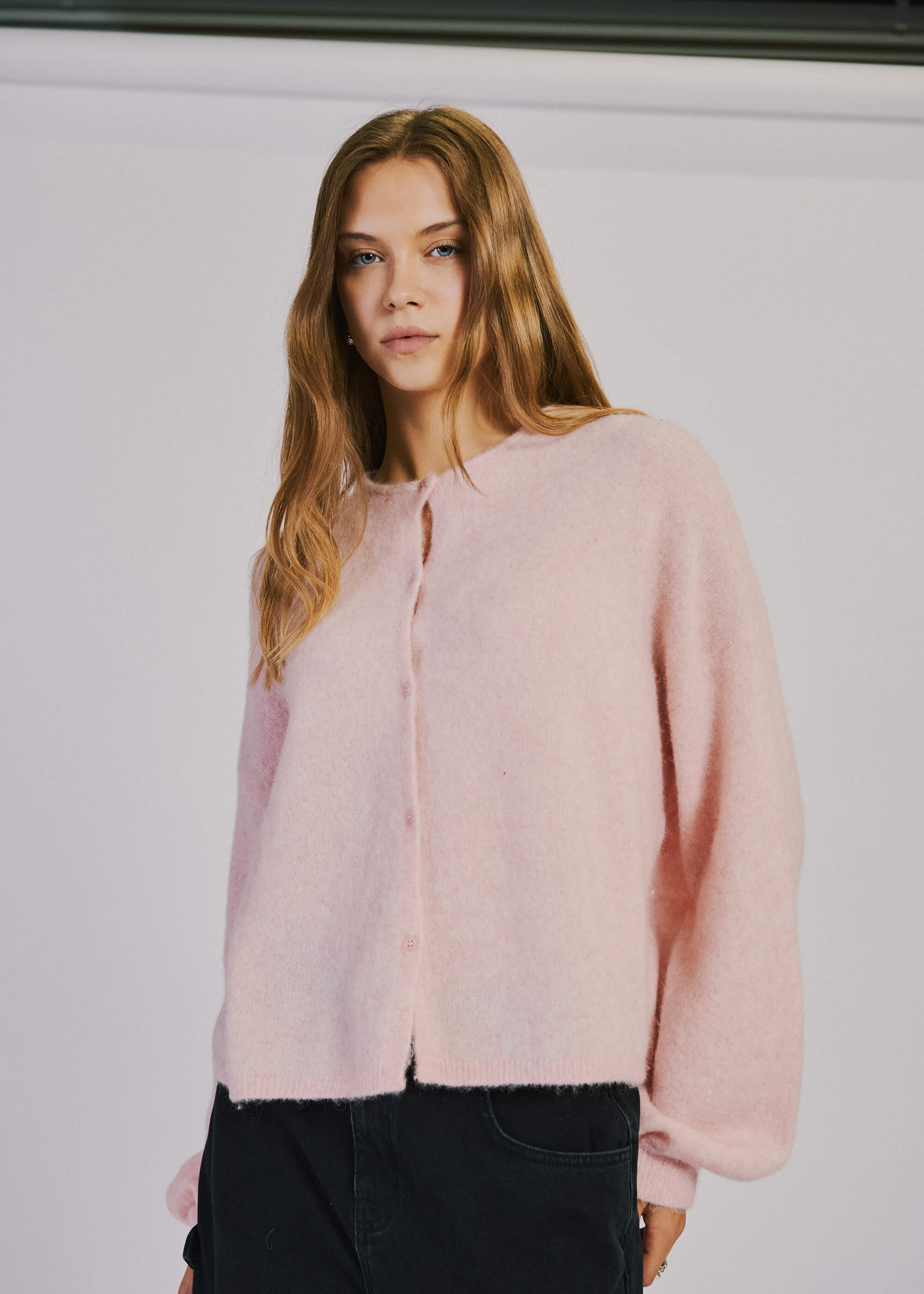 NORR Halli button knit cardigan Knits Light pink
