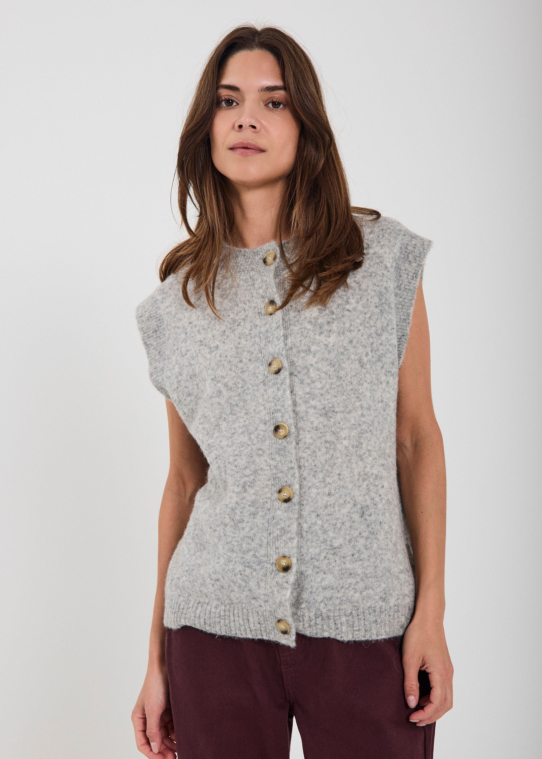 NORR Halli knit waistcoat Knits Light grey melange