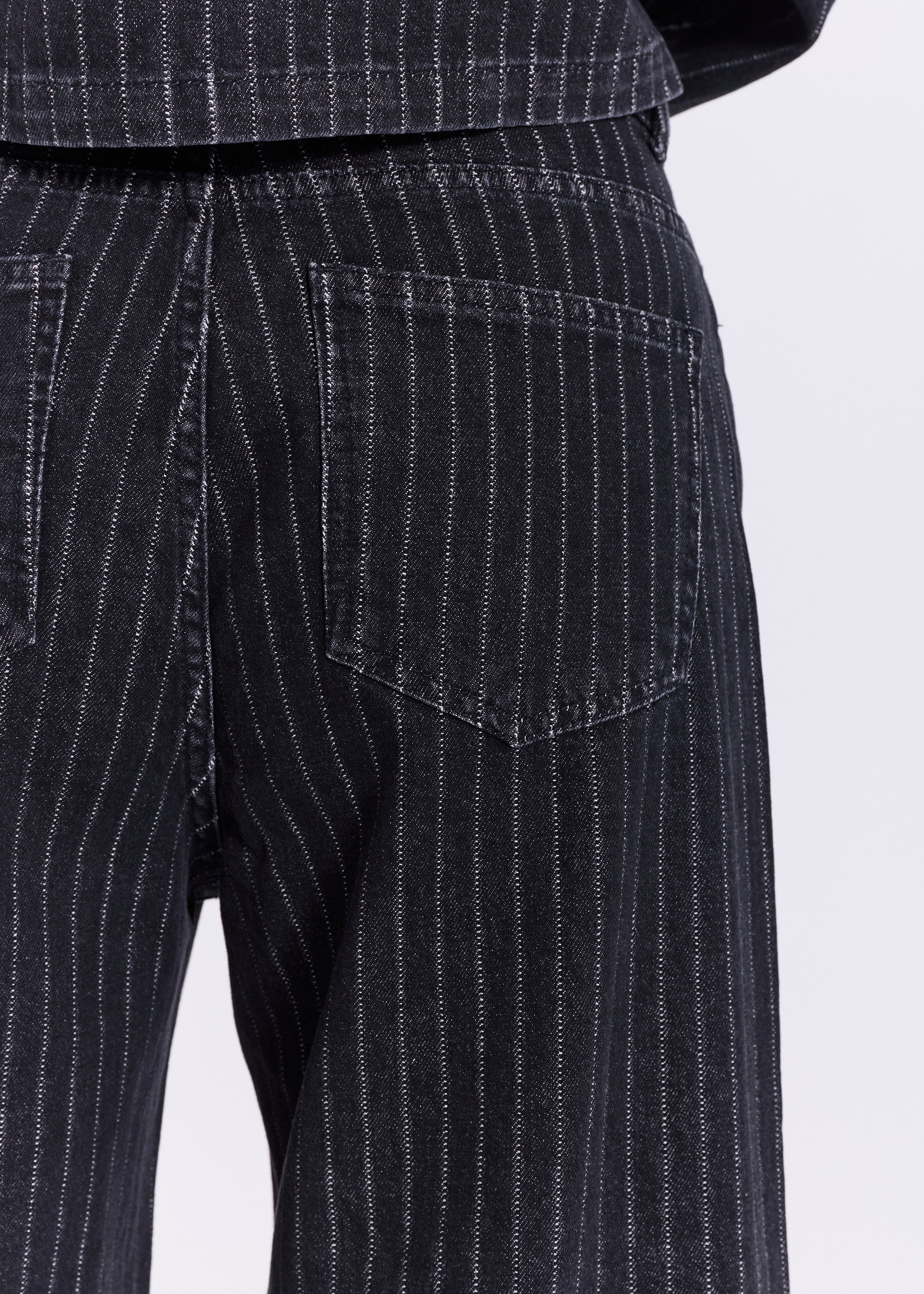 NORR Hannali AOP wide jeans Pants Black Pinstripe