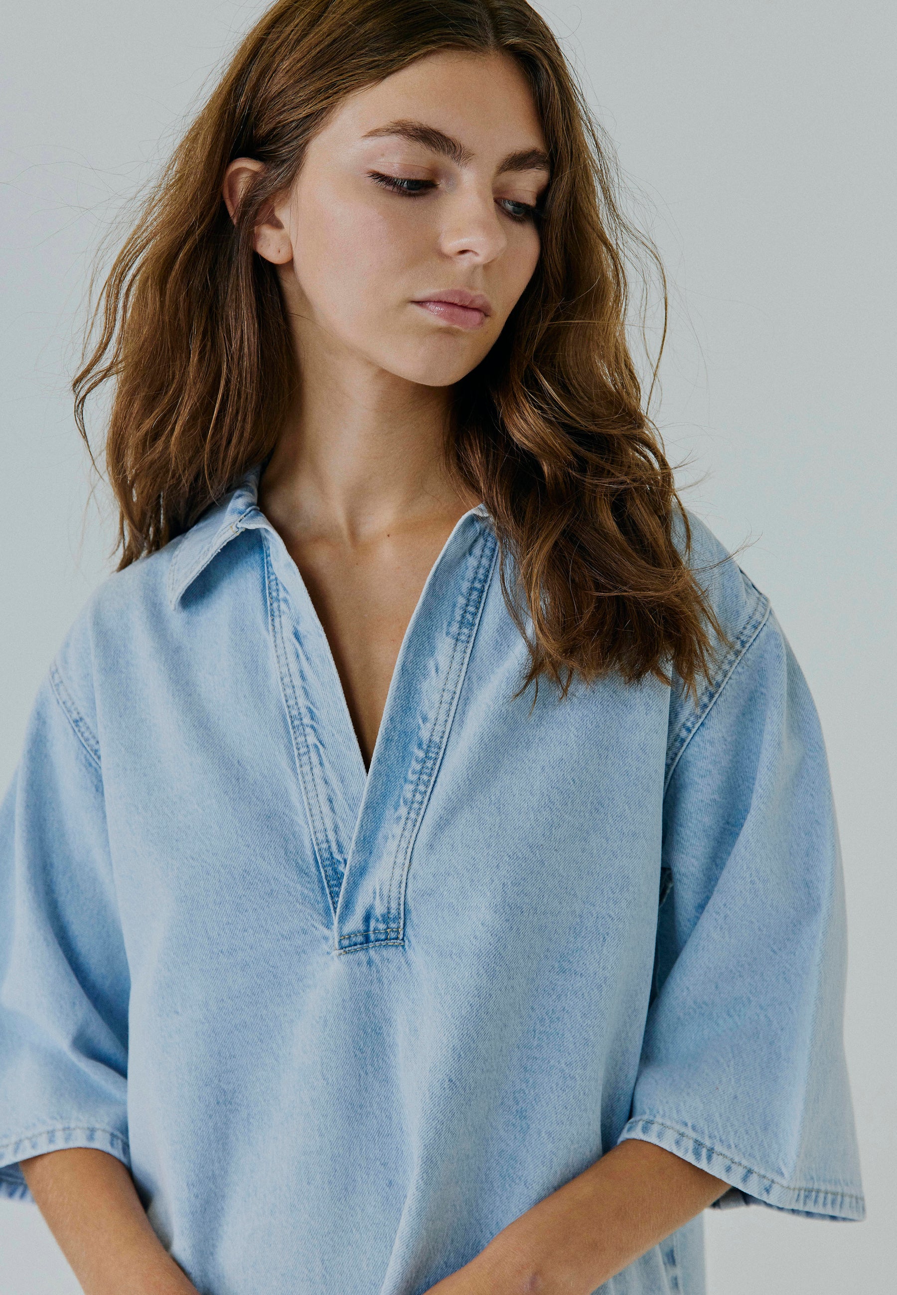 NORR Hannali v-neck denim dress Dresses Light blue wash