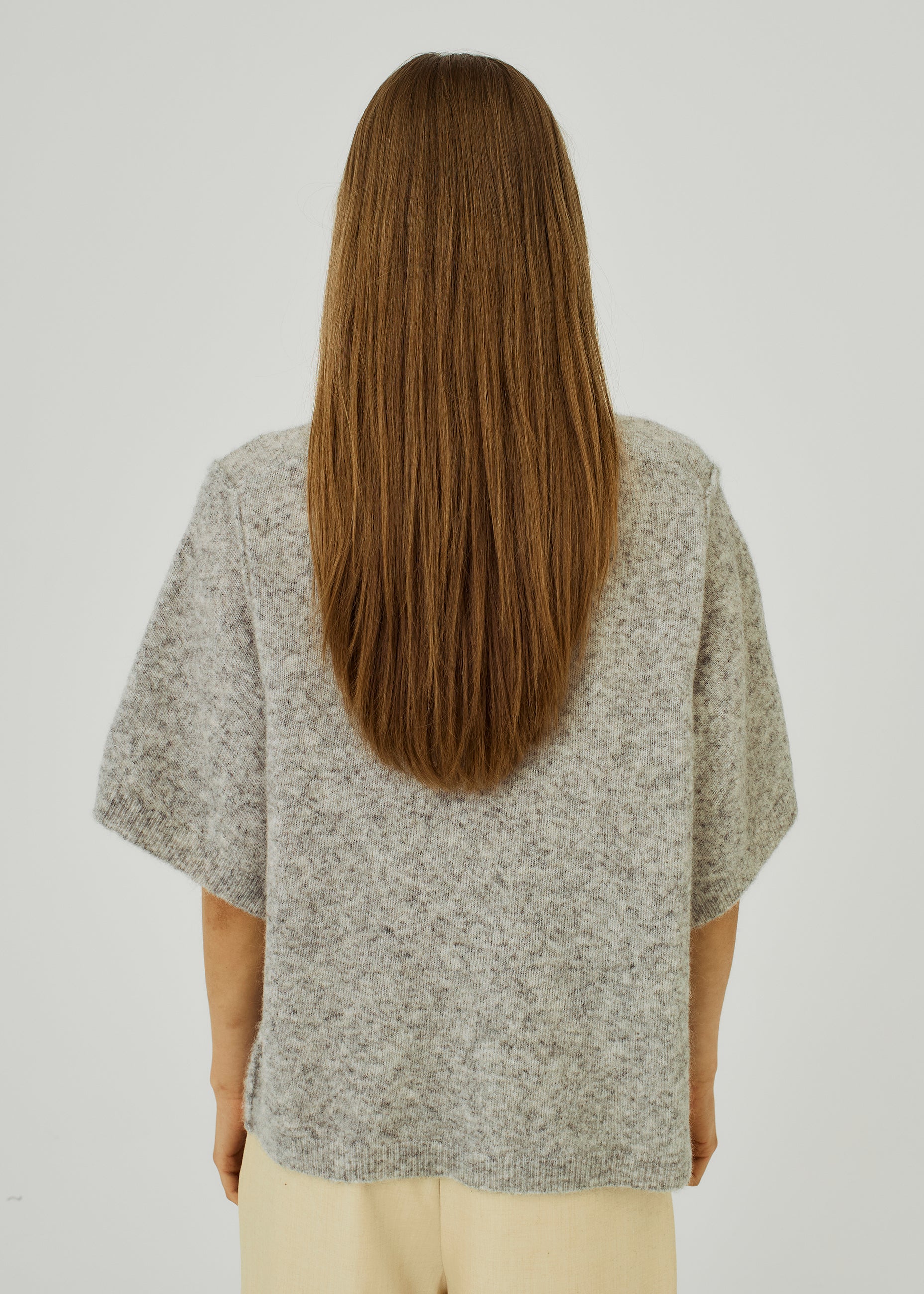 NORR Hazina knit tee Knits Light grey melange