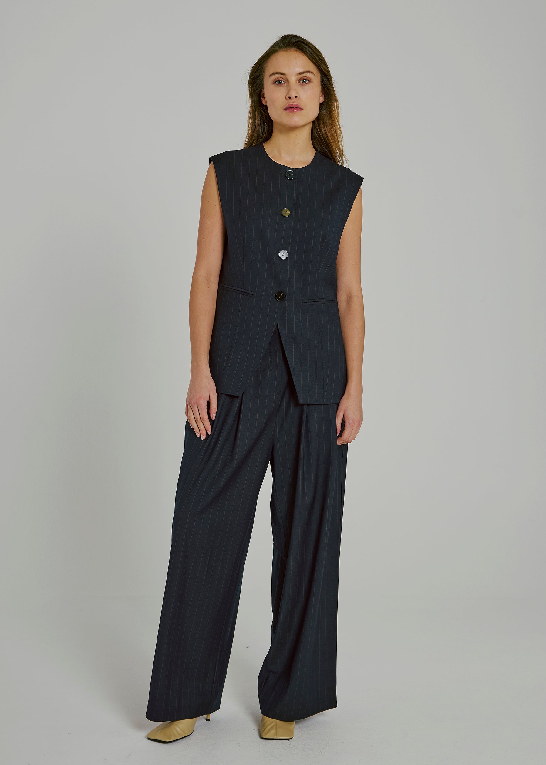 NORR Kandria pants Pants Brown pinstripe
