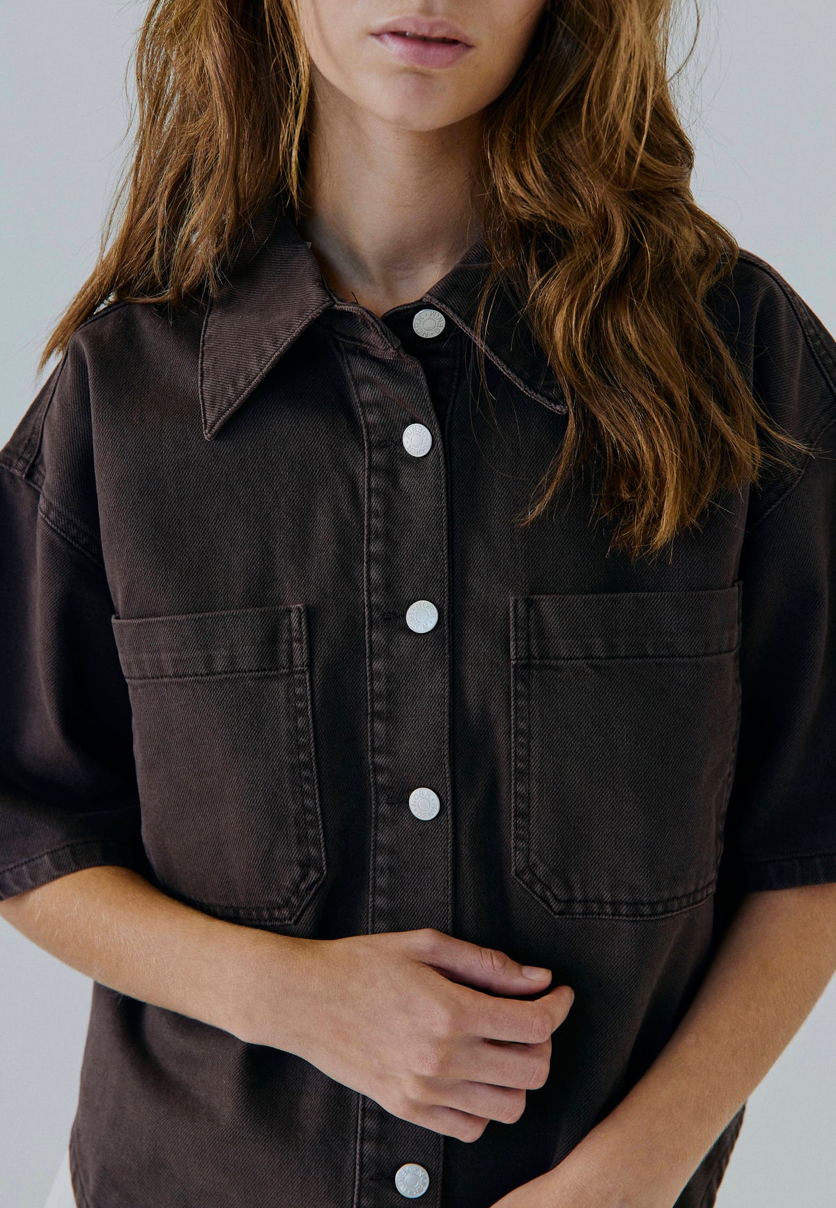 NORR Kenzie SS denim shirt Shirts Brown washed