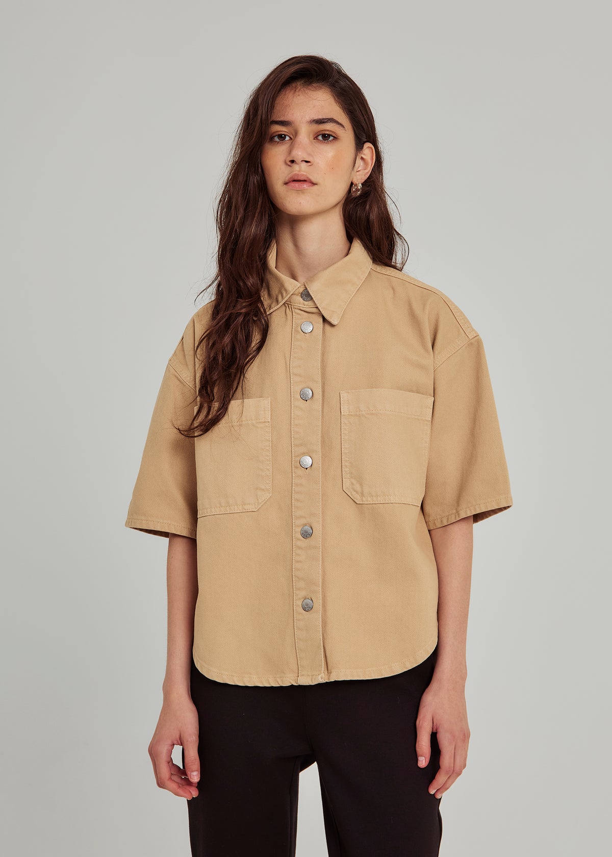 NORR Kenzie SS denim shirt Shirts Light sand