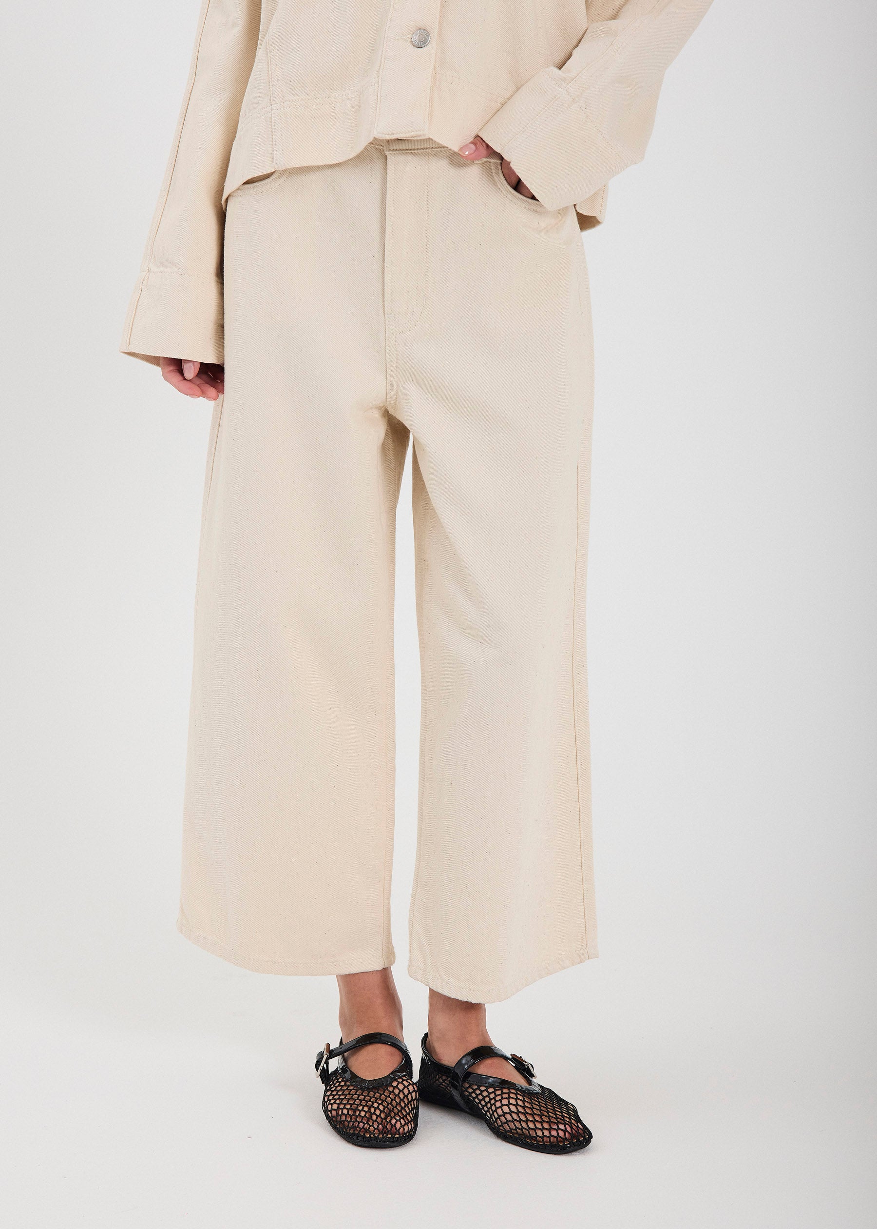 NORR Kenzie cropped wide jeans Pants Ecru