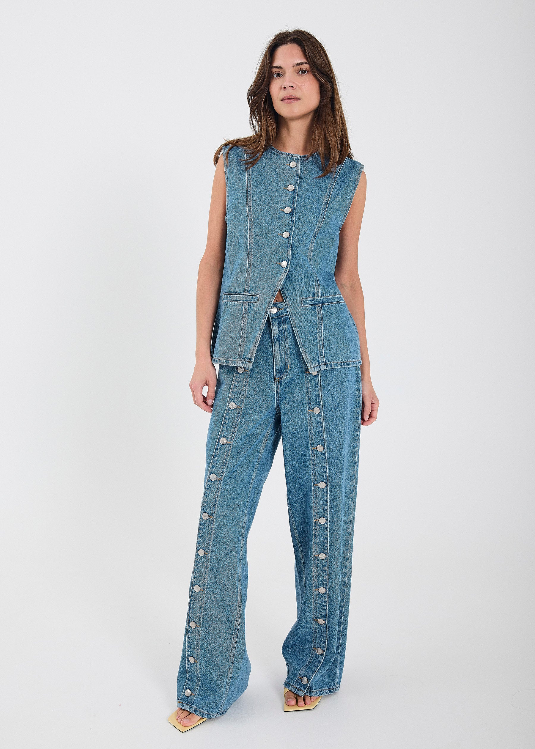 Kenzie denim waistcoat - Medium blue denim