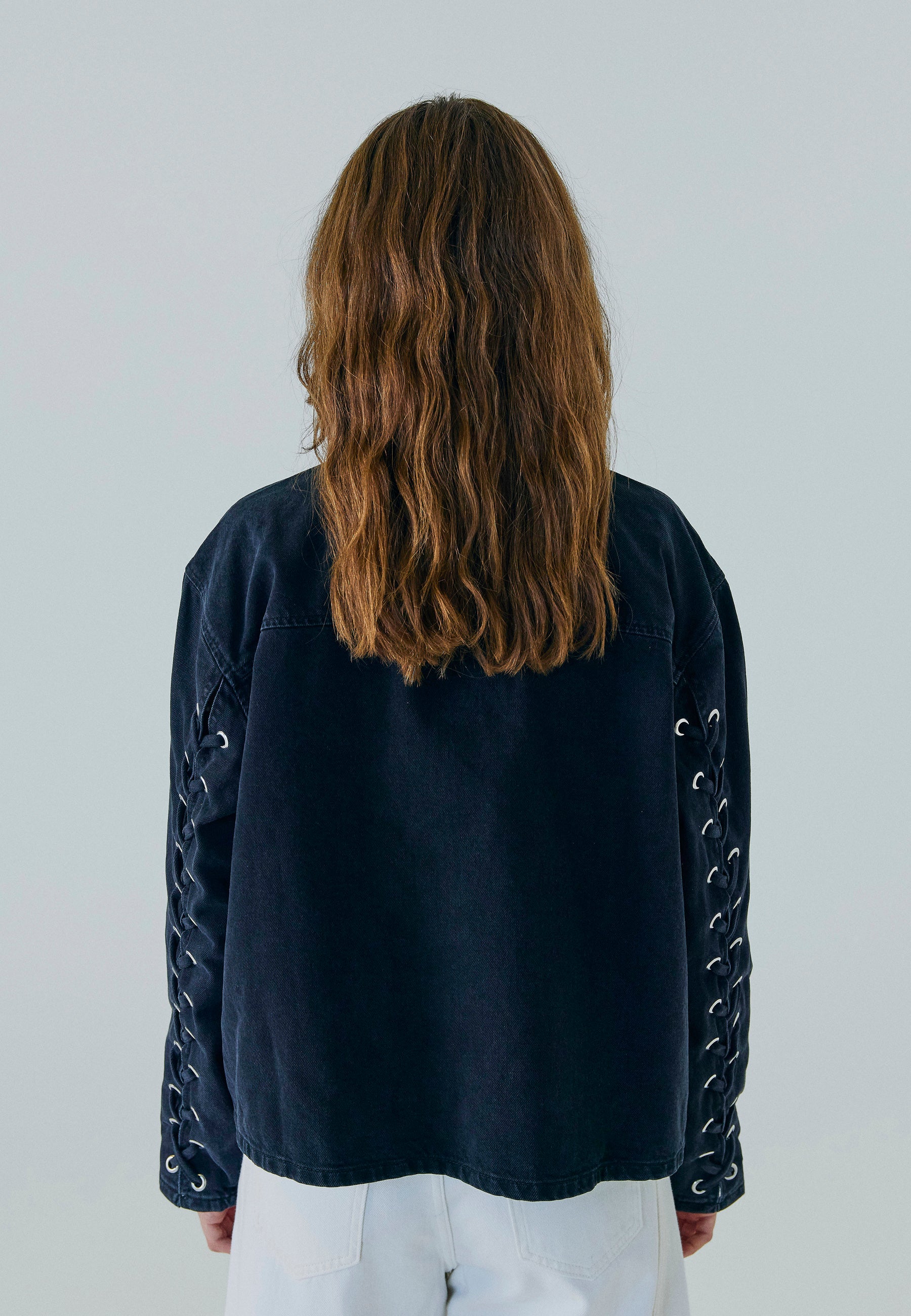 NORR Kenzie lace denim shirt Shirts Black washed