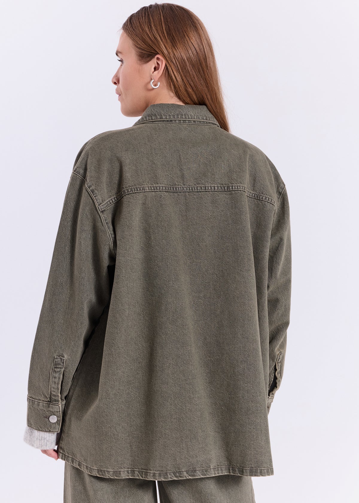 NORR Larisa clean denim shirt Shirts Dark green