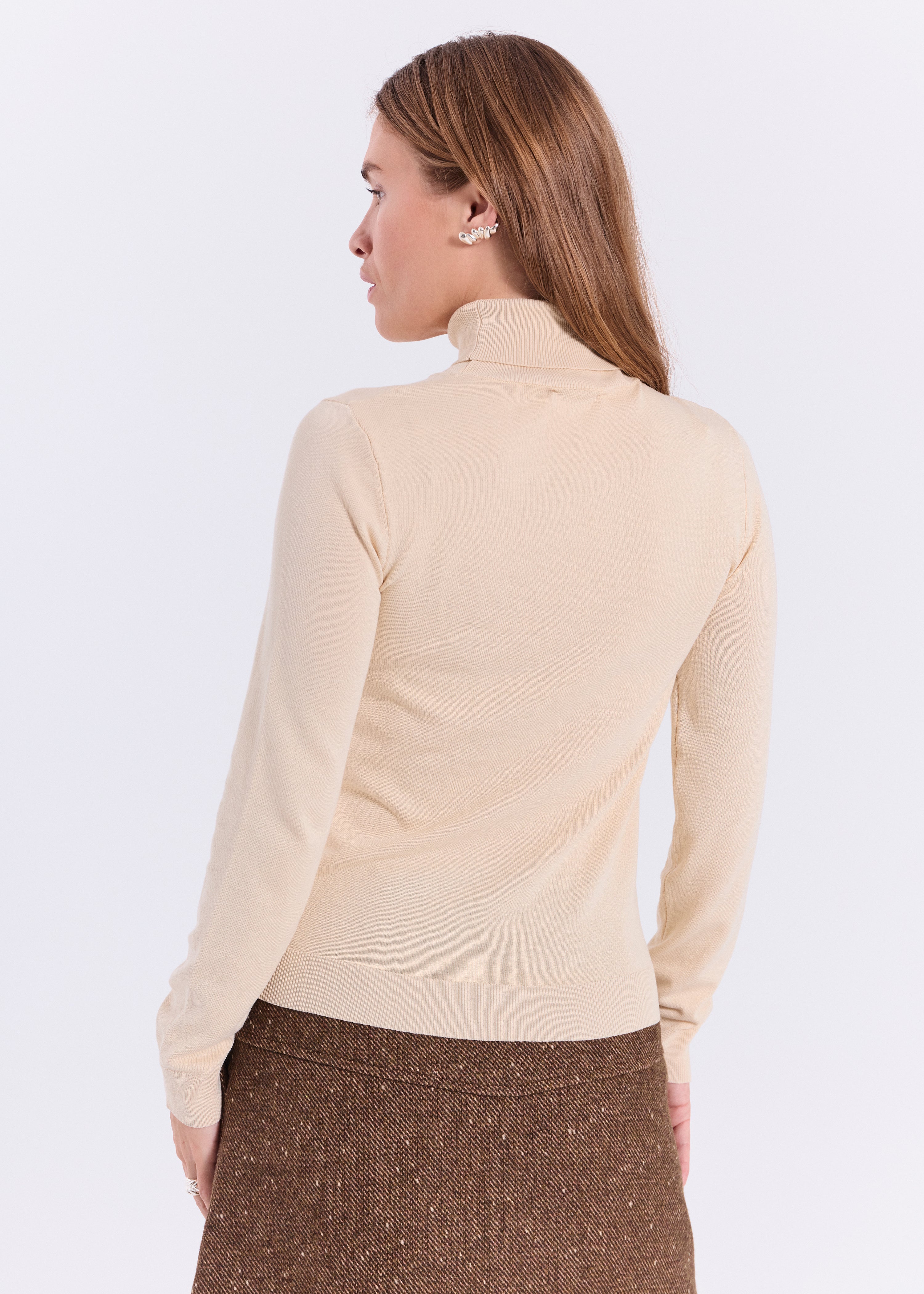 NORR Lena roll neck knit top Knits Light yellow