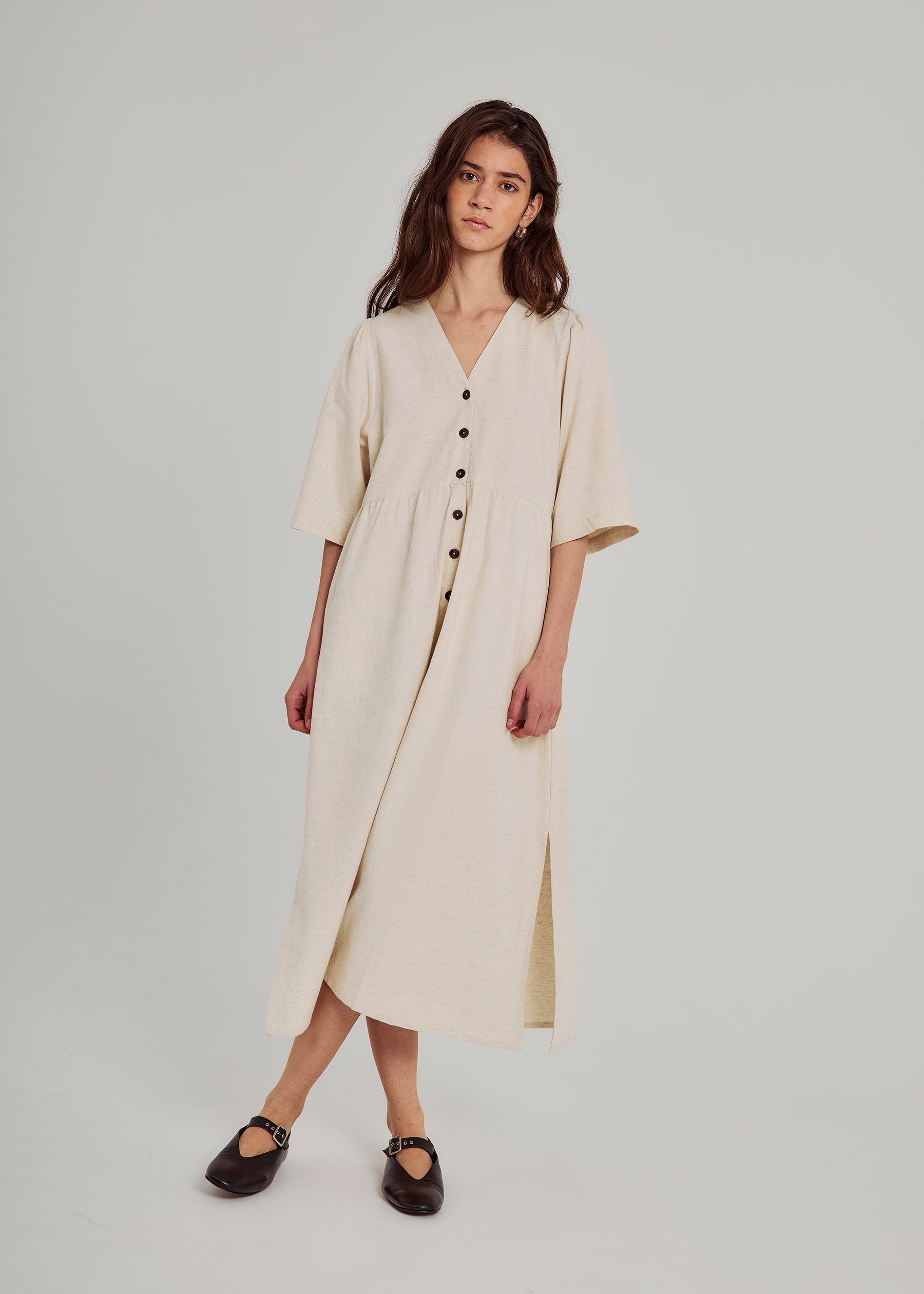 knee length dresses for ladies Striped Linen Dress main image 0