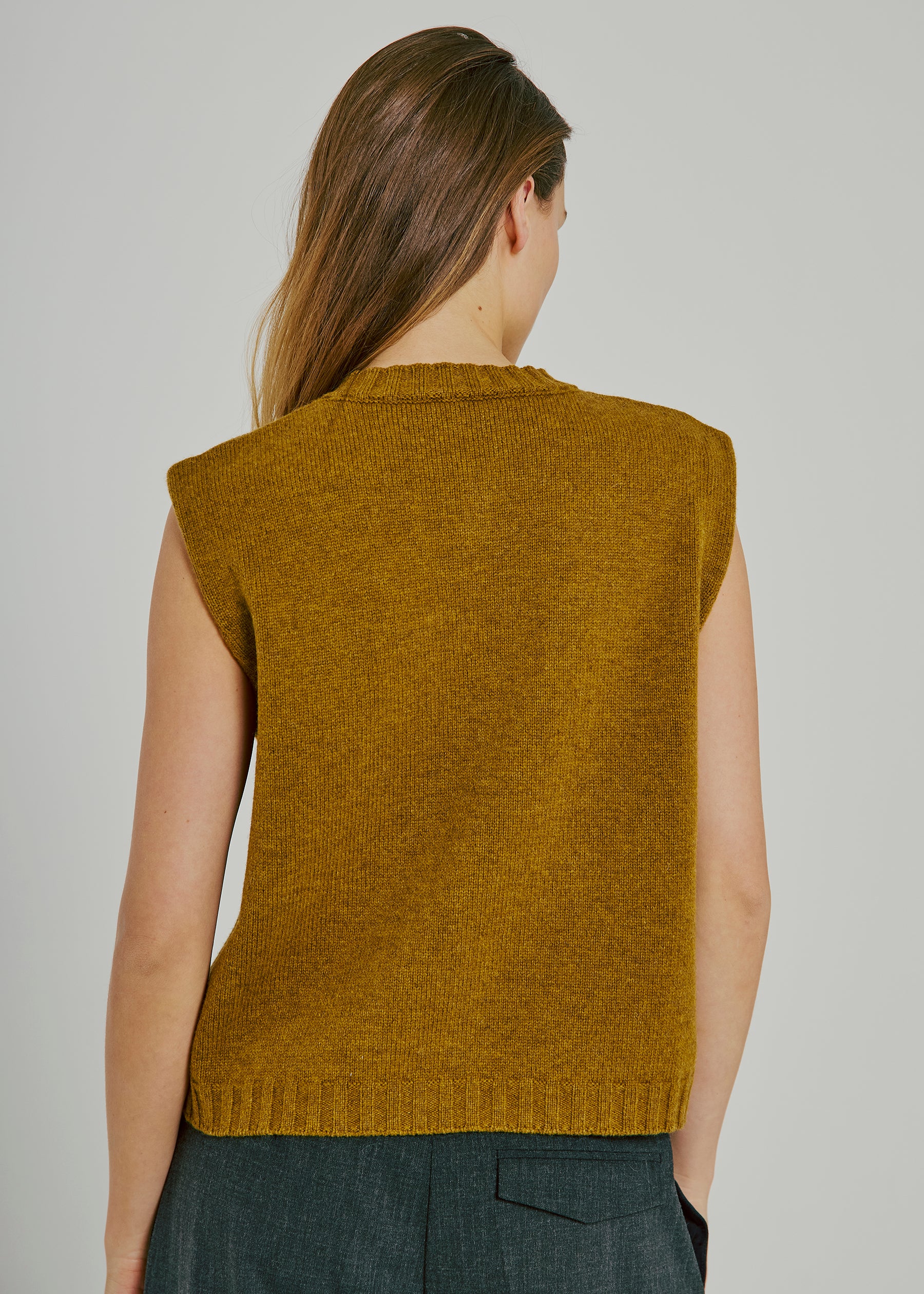 NORR Lucinda wool knit waistcoat Knits Olive