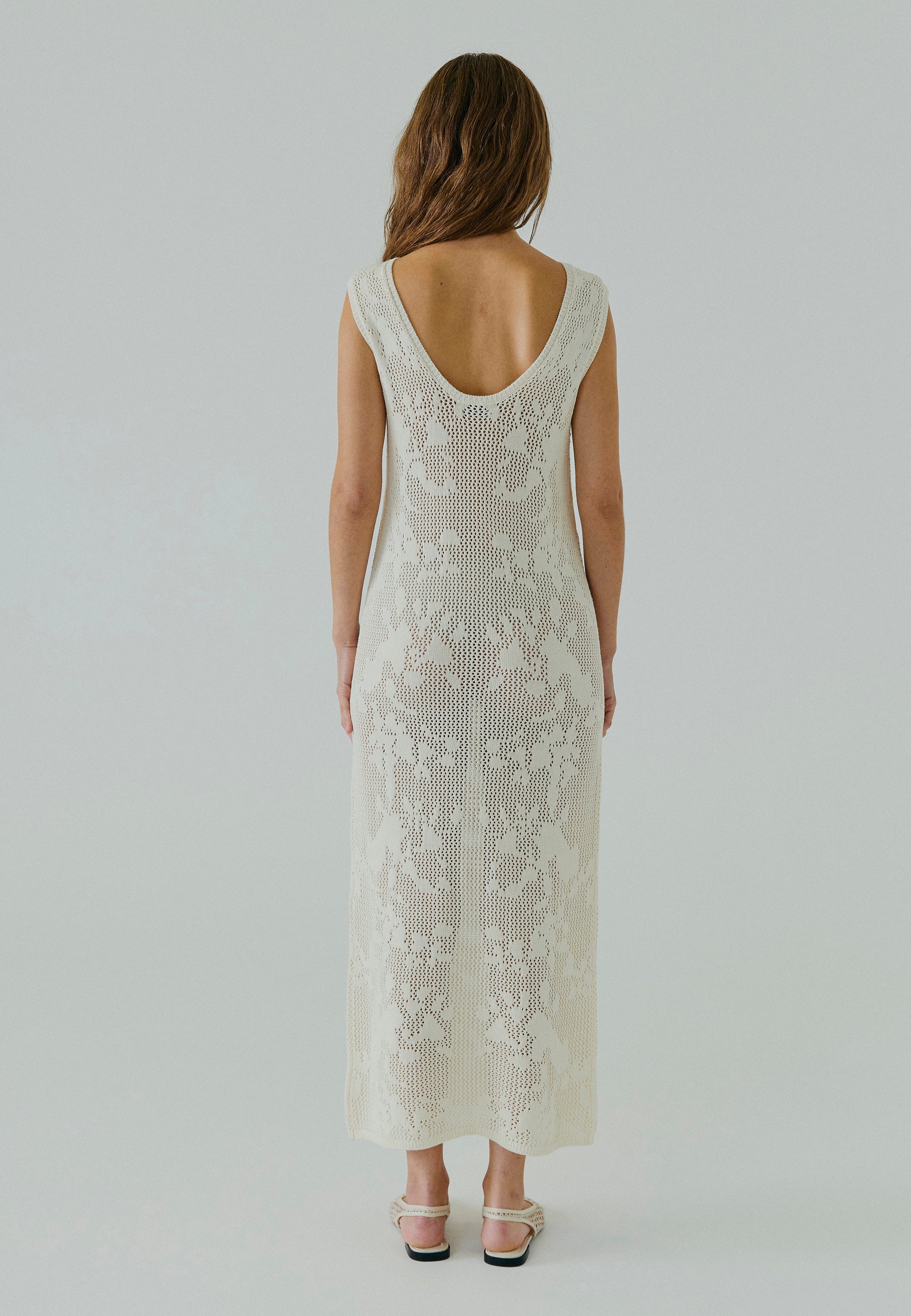 NORR Majsa crochet knit dress Dresses Off-white