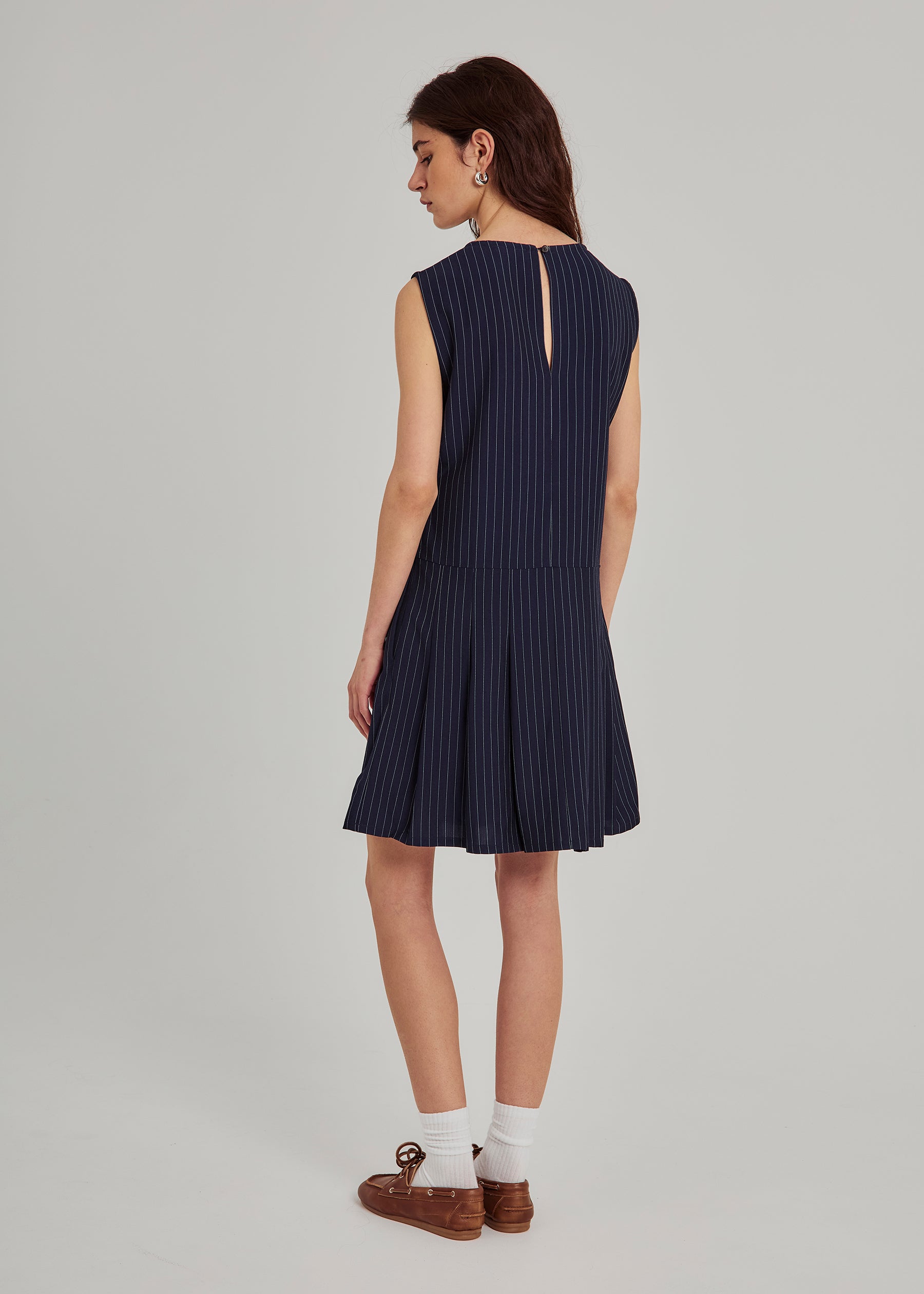 NORR Neo pinstripe dress Dresses Navy pinstripe