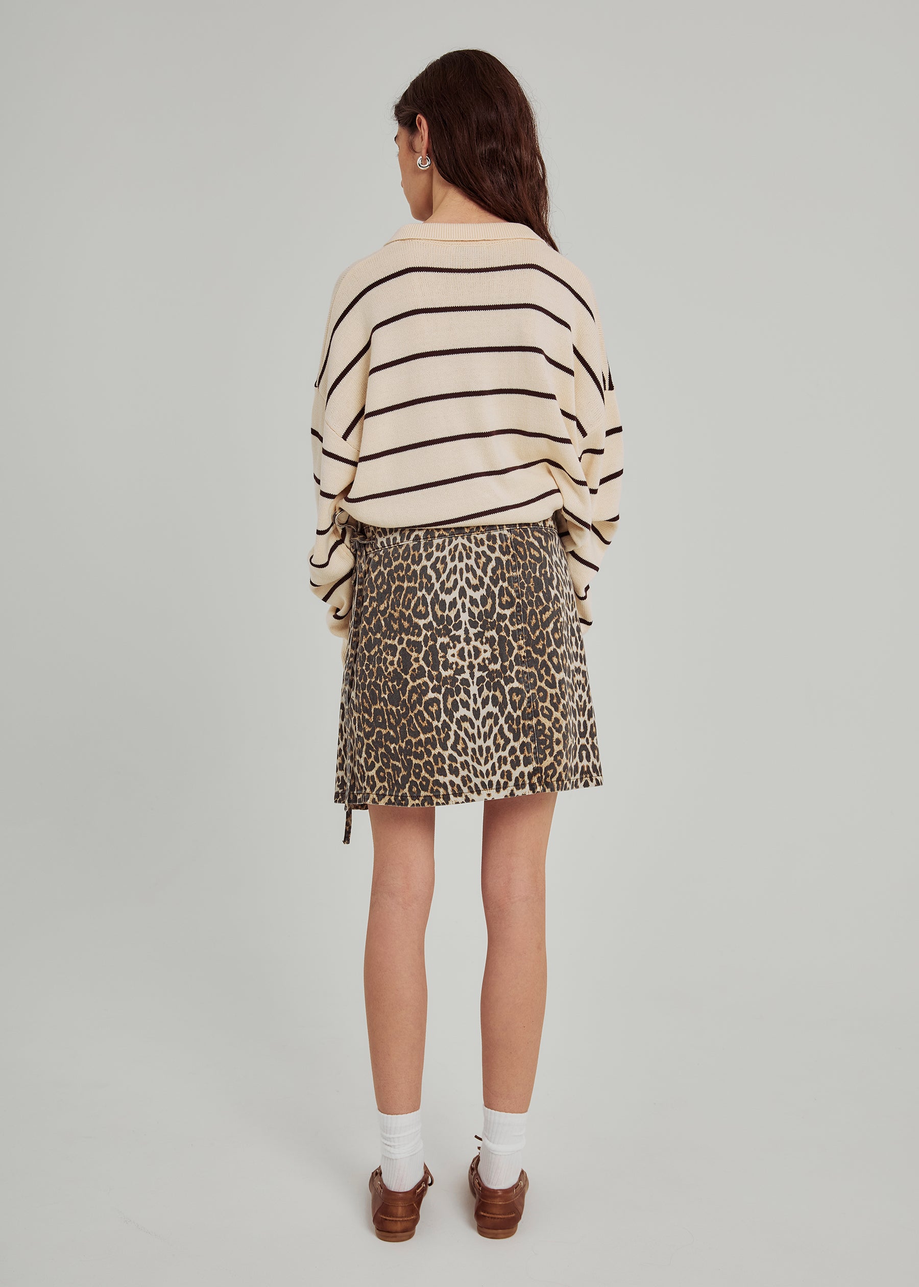 NORR Ninni tie denim skirt Skirts Leo print