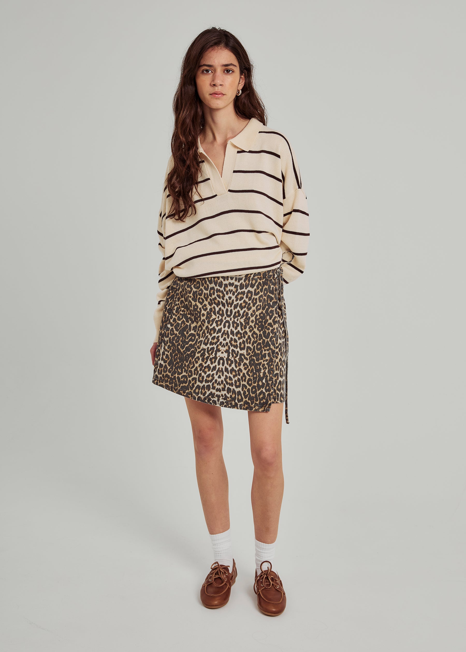 NORR Ninni tie denim skirt Skirts Leo print