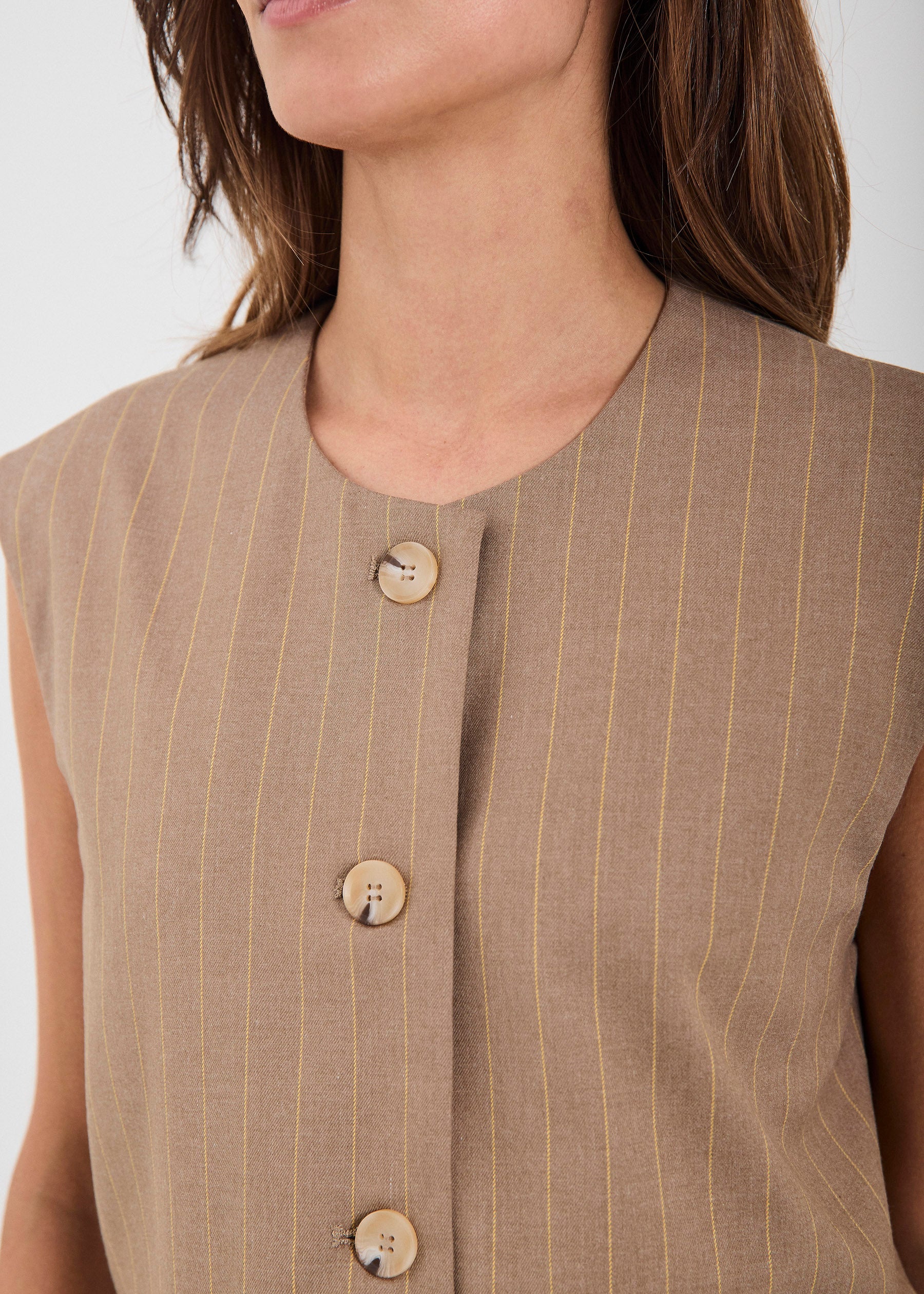 NORR Novia short waistcoat Waistcoats Yellow stripe