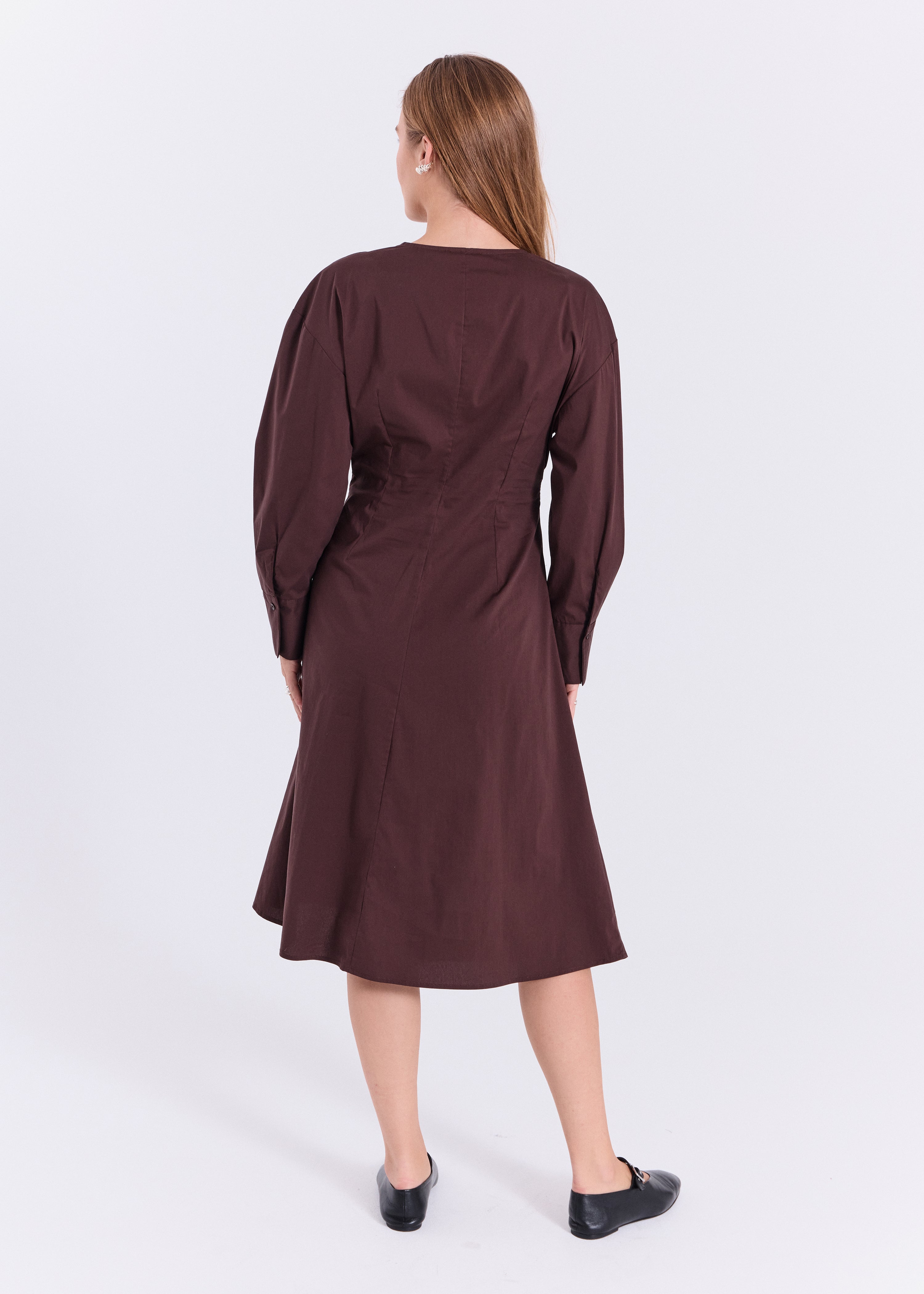 NORR Otilia gathered dress Dresses Dark Brown