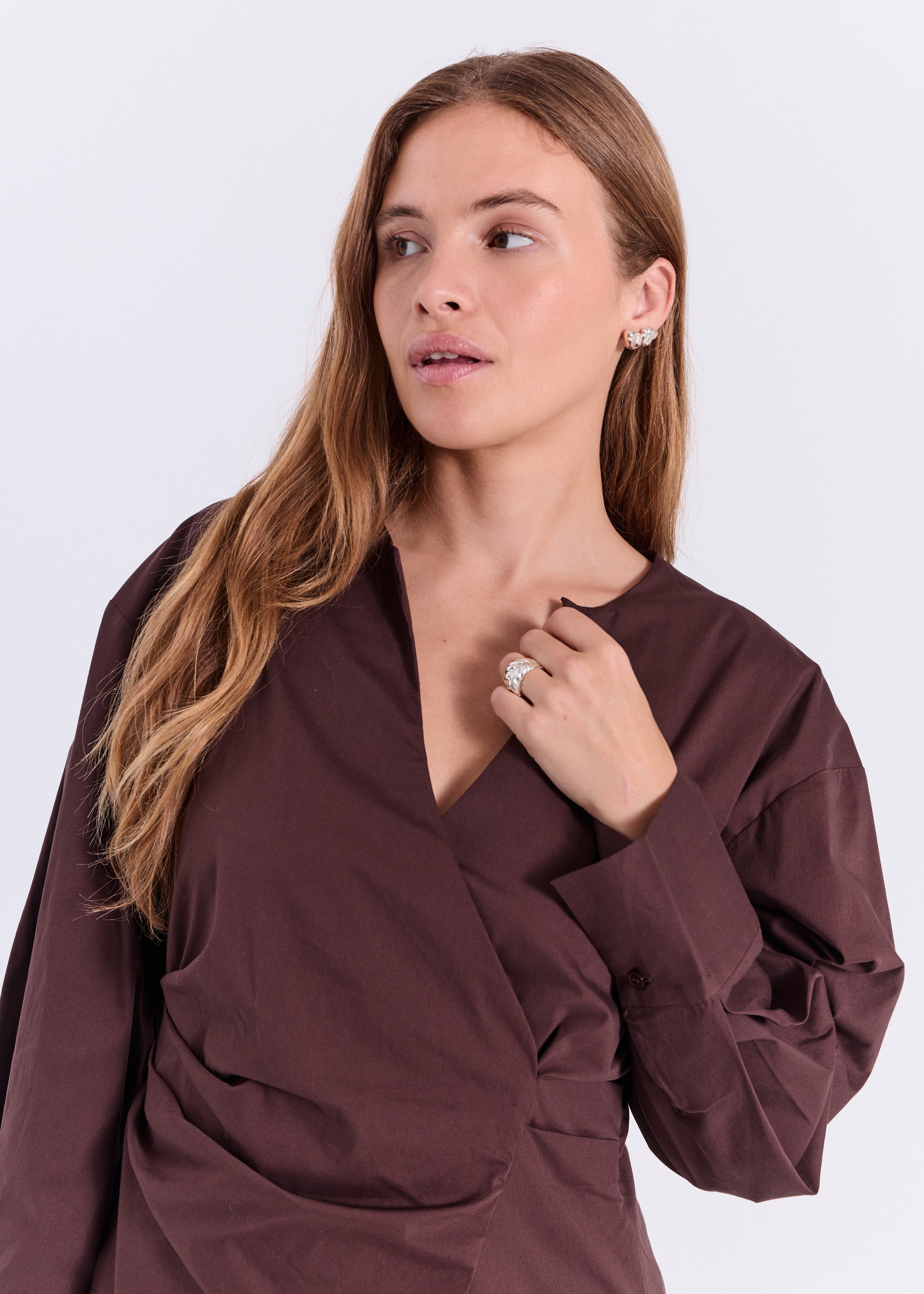 NORR Otilia gathered dress Dresses Dark Brown