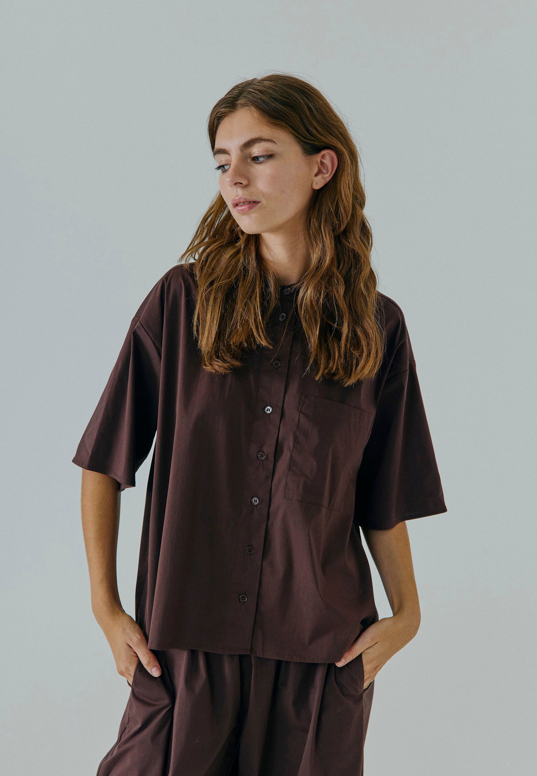 NORR Otilia string shirt Shirts Dark Brown