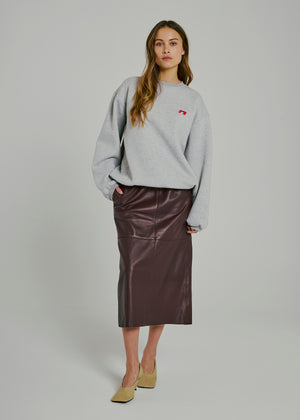 NORR Shelby midi leather skirt Skirts Bordeaux