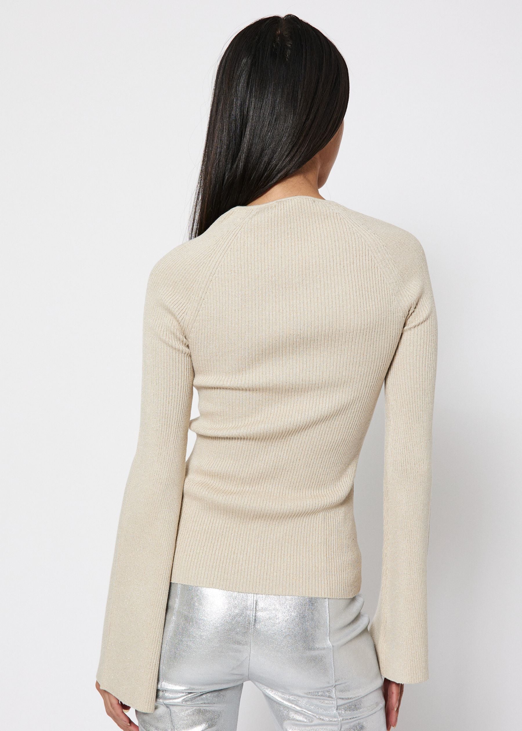 NORR Sherry WS Metallic knit top Tops Light Beige w. lurex