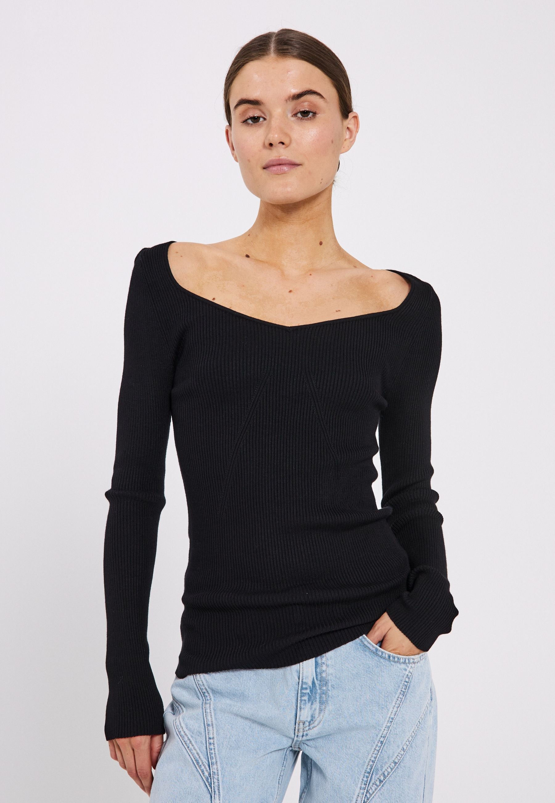 Sherry heart knit top - Black – NORR