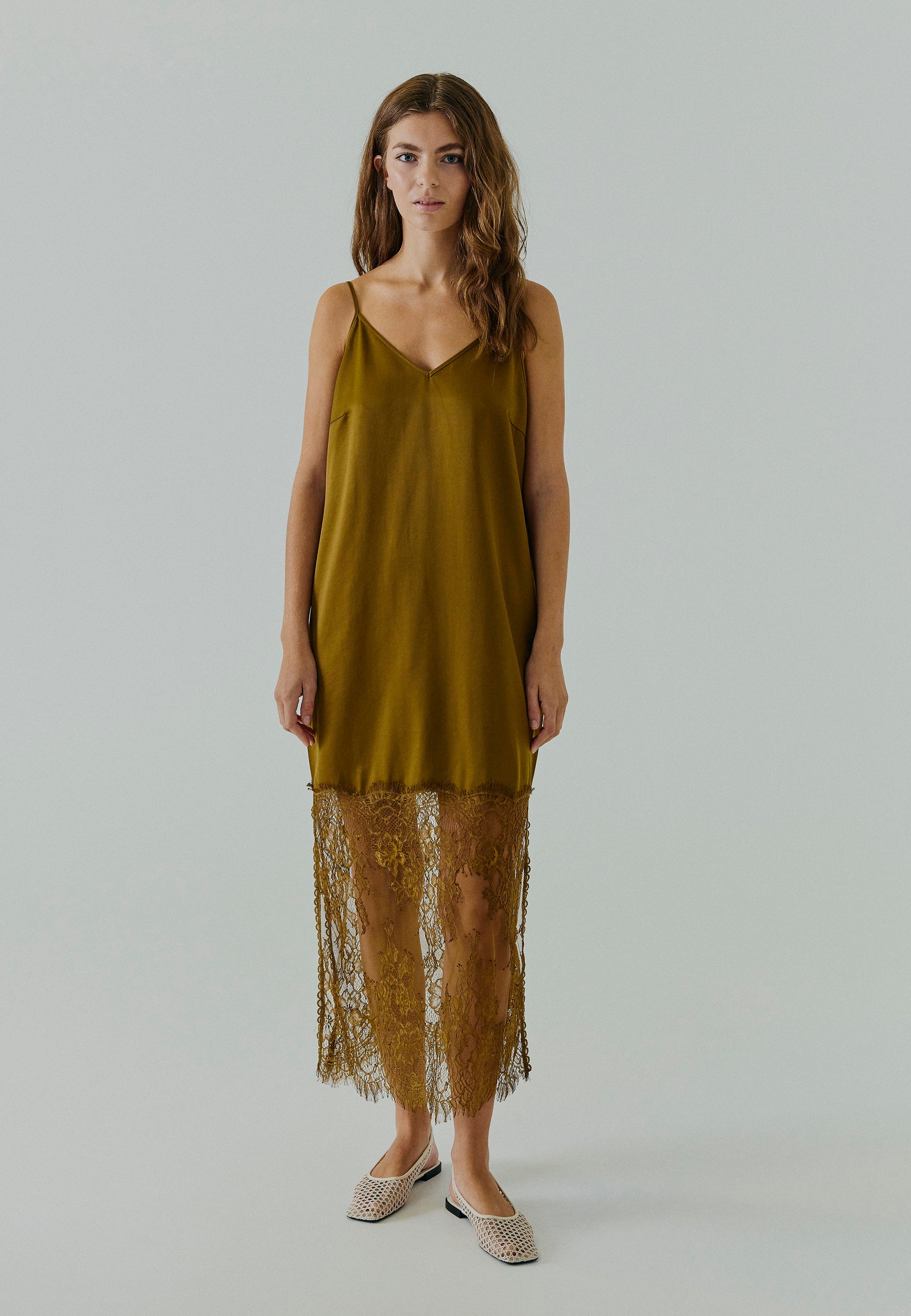 NORR Talua slip dress Dresses Caramel brown