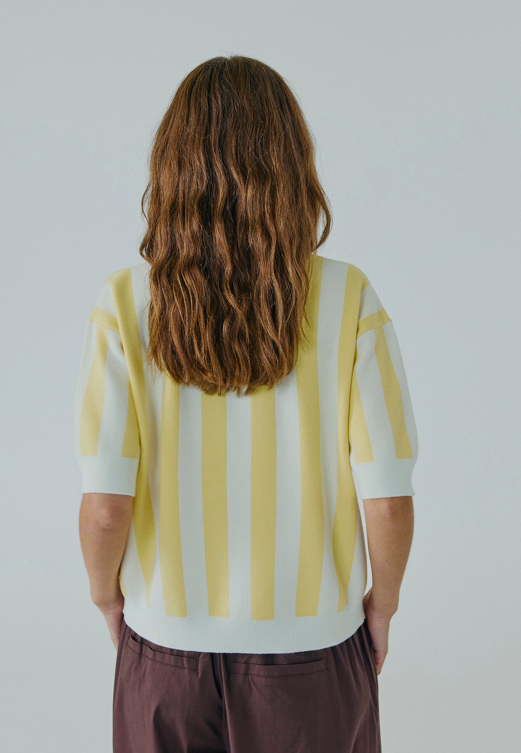 NORR Varsity knit polo Knits Light yellow