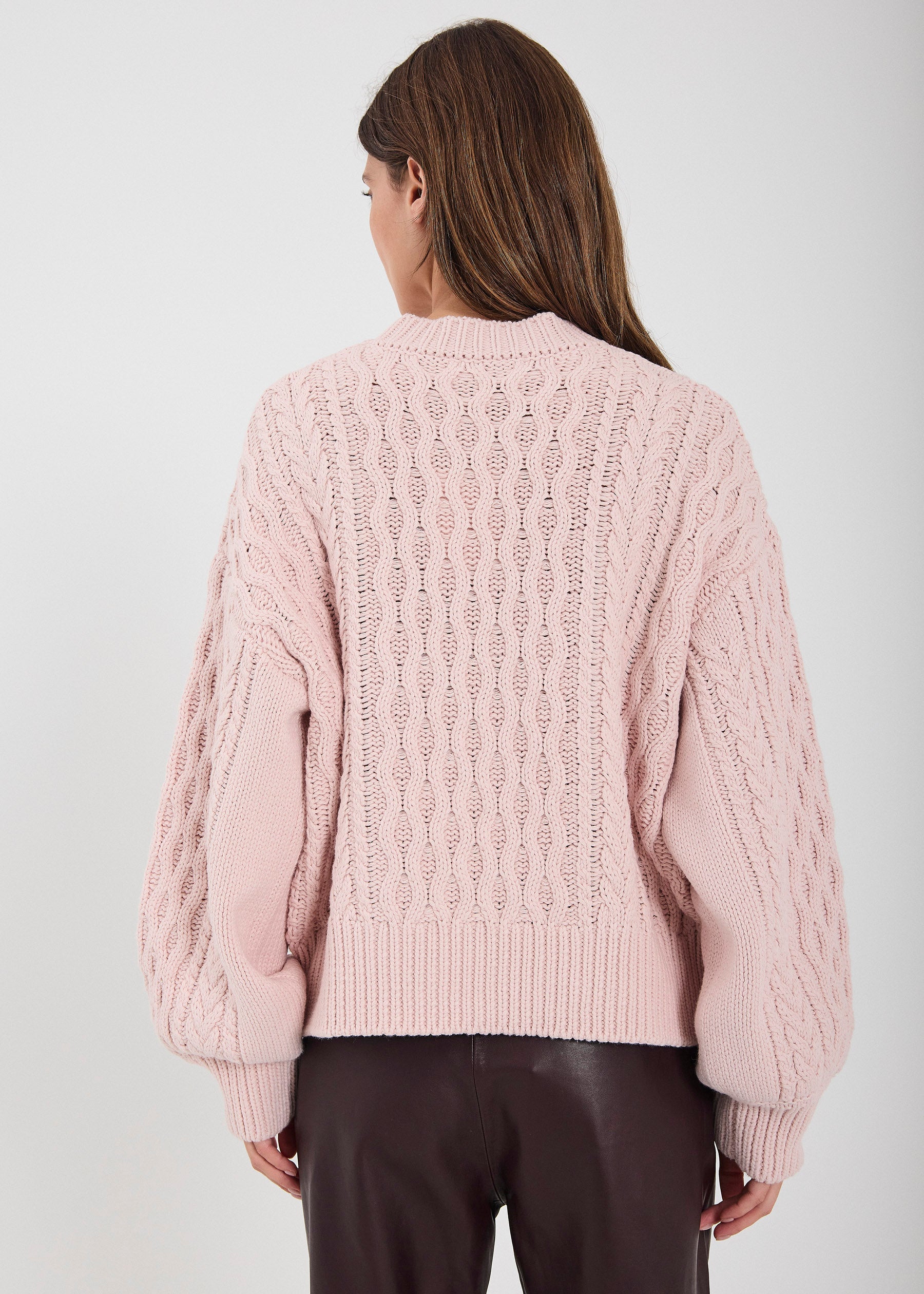 NORR Vigga cable knit top Knits Light pink