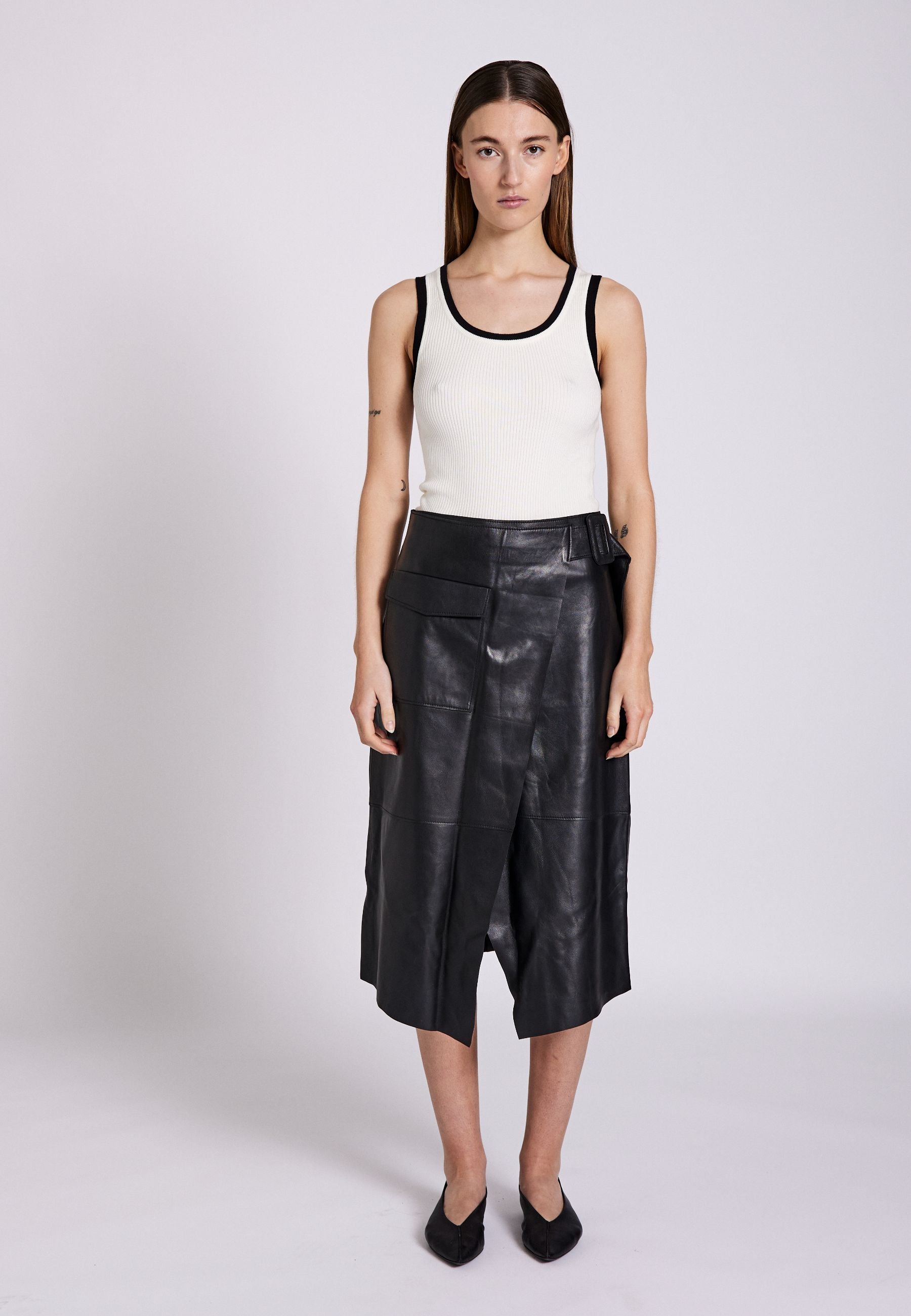 NORR Alba pocket leather skirt Skirts Black