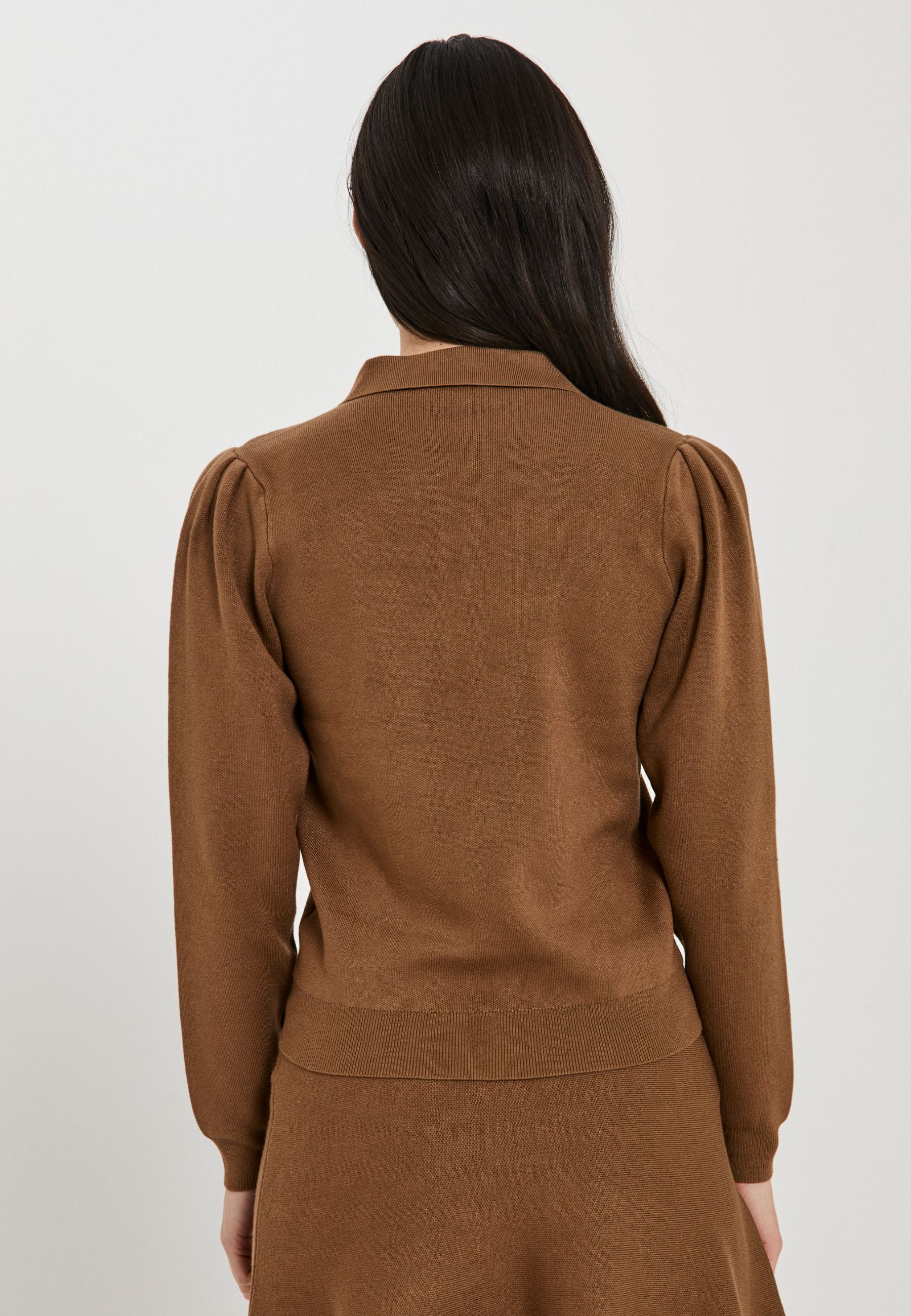 NORR Als polo knit top Tops Walnut