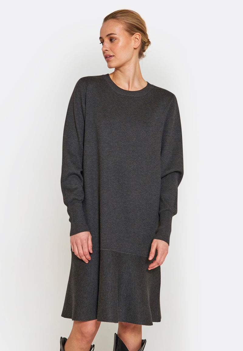 NORR Als short knit dress Dresses Dark grey melange